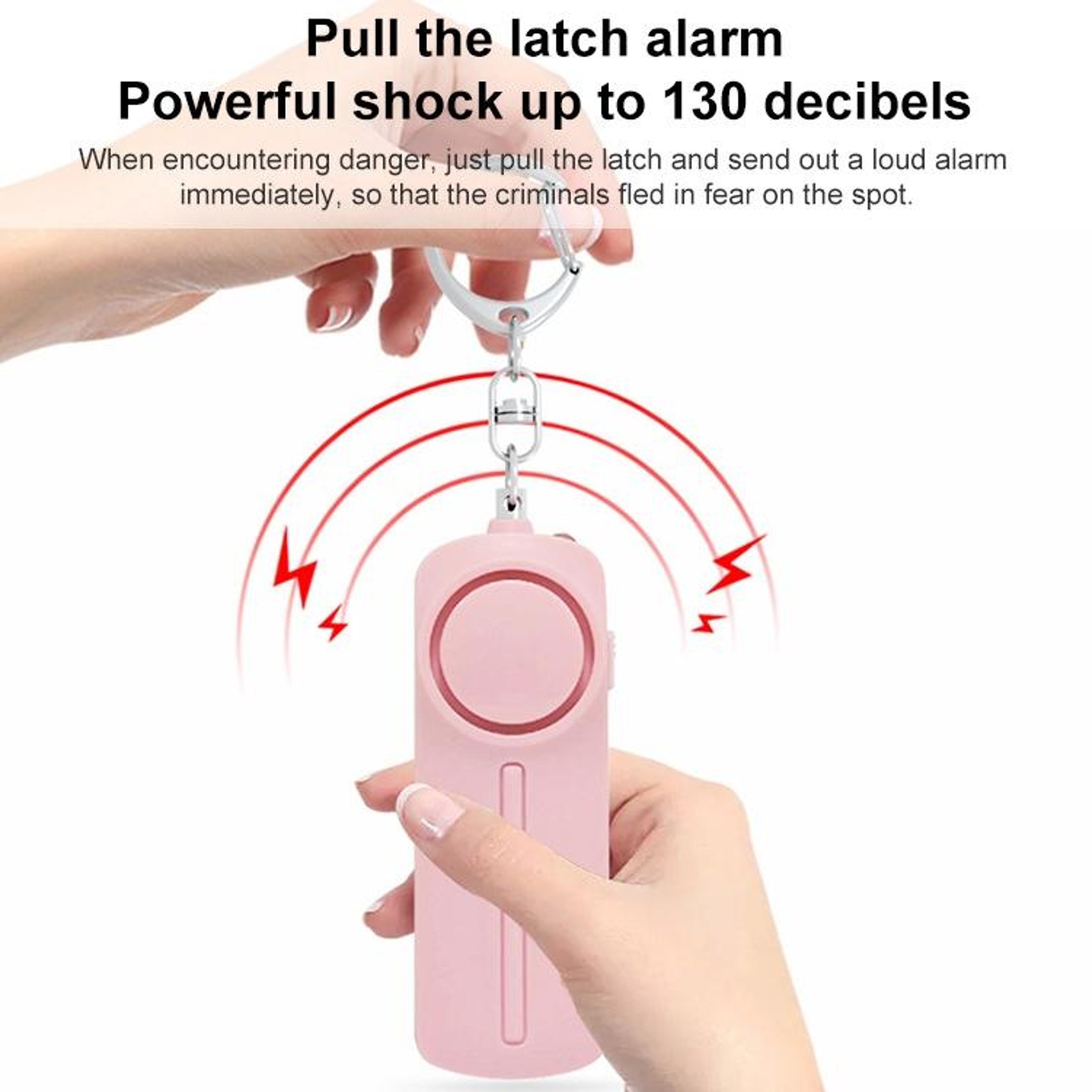 Premium 130dB Personal Safety Alarm Keychain With LED Flashlight 9