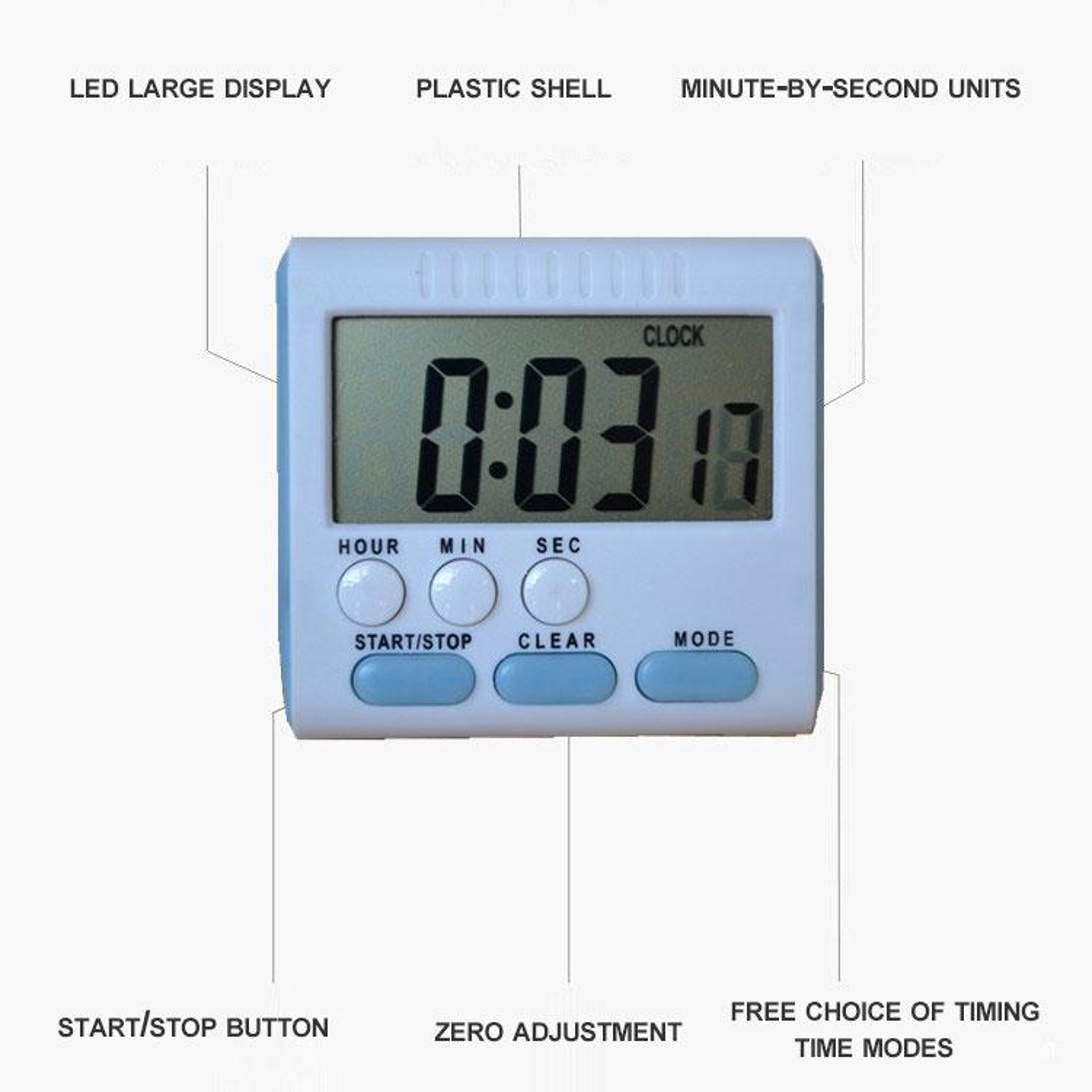24 Hour Digital Kitchen Timer  Alarm Clock With Magnetic Back And Large LCD Display 1