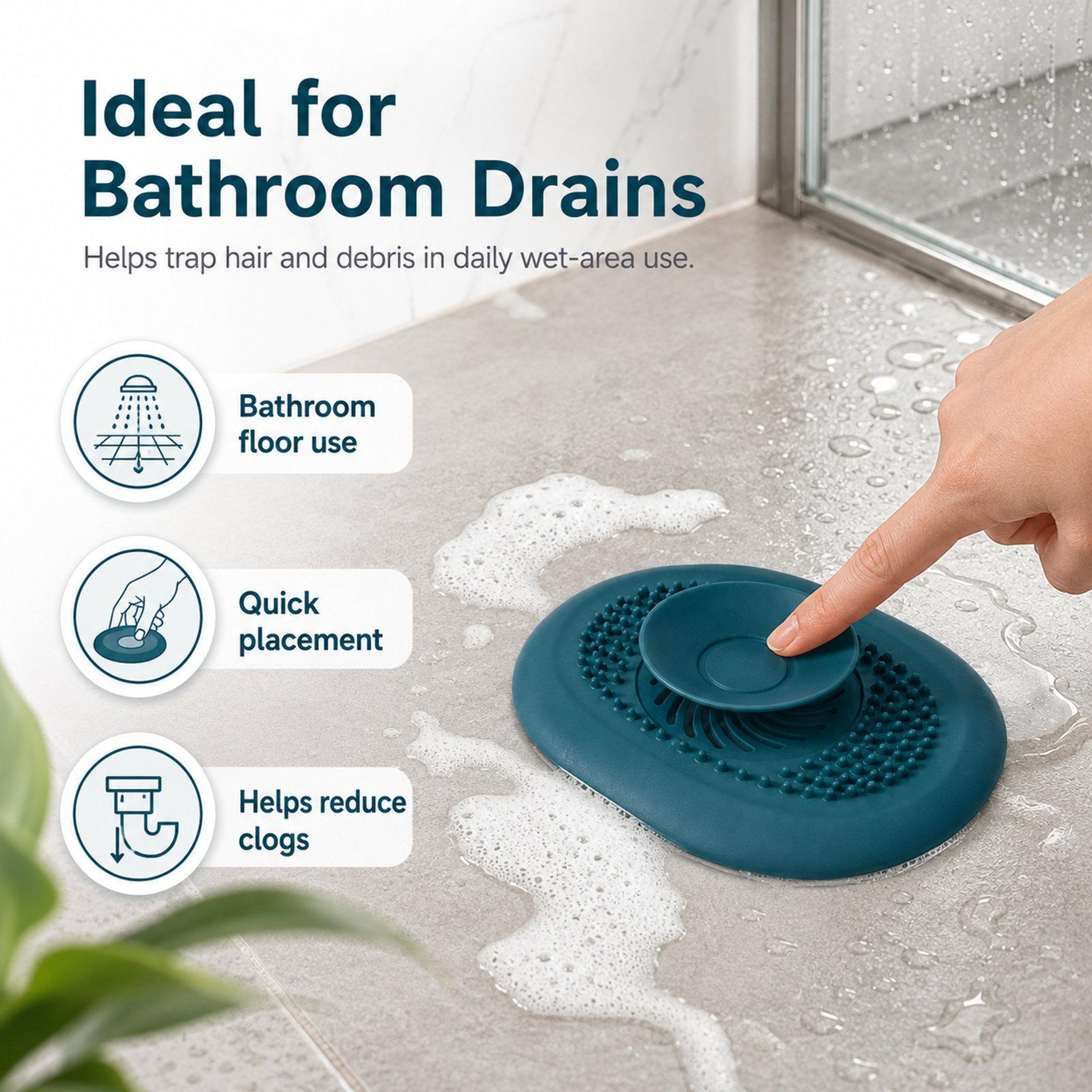 AquaFlow Push Button Drain Hair Catcher  Sink Drain Cover 2