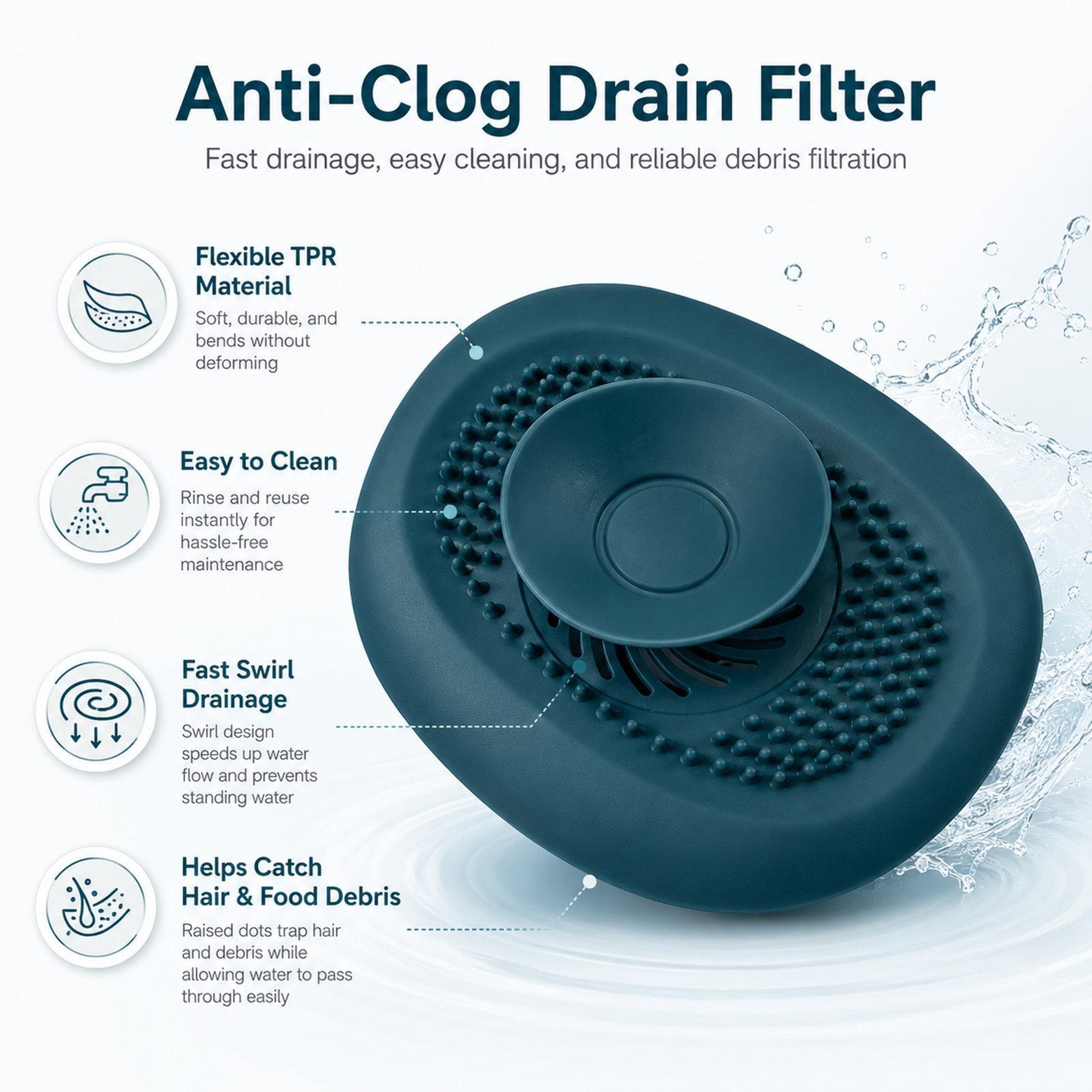 AquaFlow Push Button Drain Hair Catcher  Sink Drain Cover 6