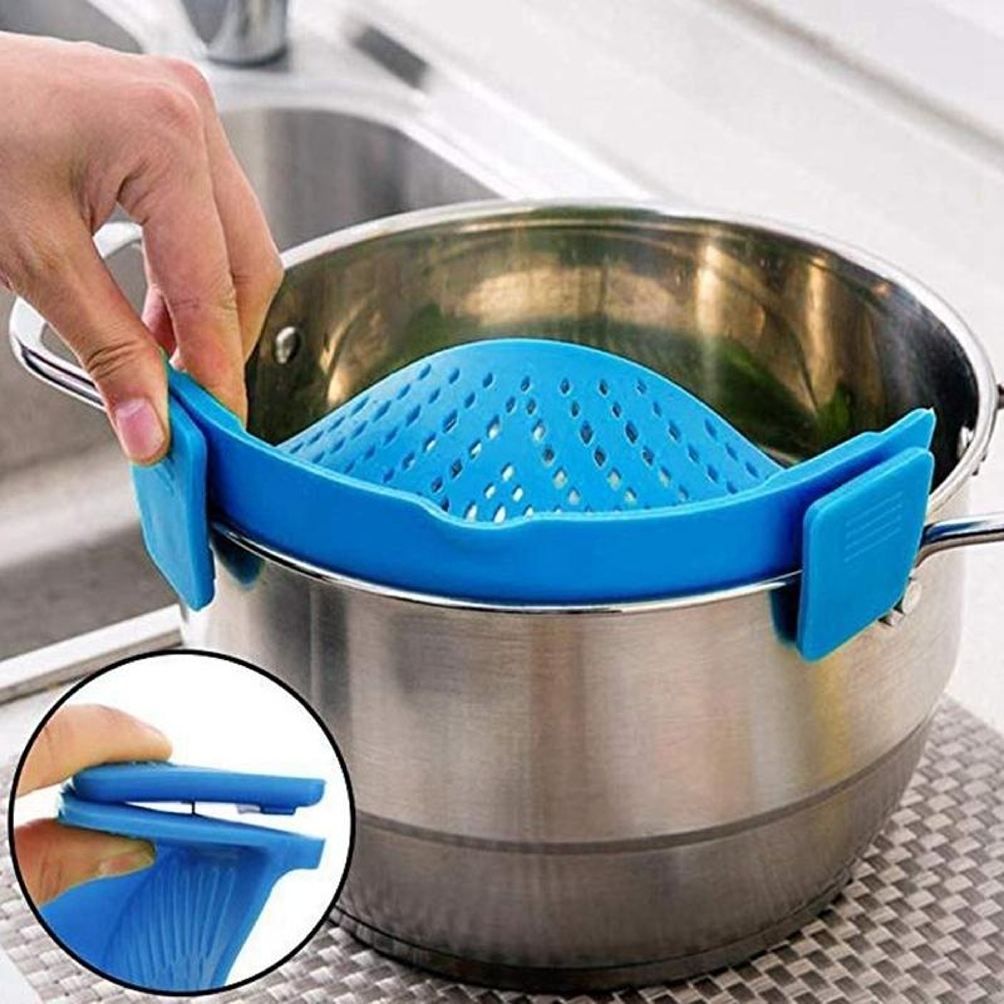 Premium Silicone Pot Strainer Clip On Kitchen Pasta  Vegetable Drain 3