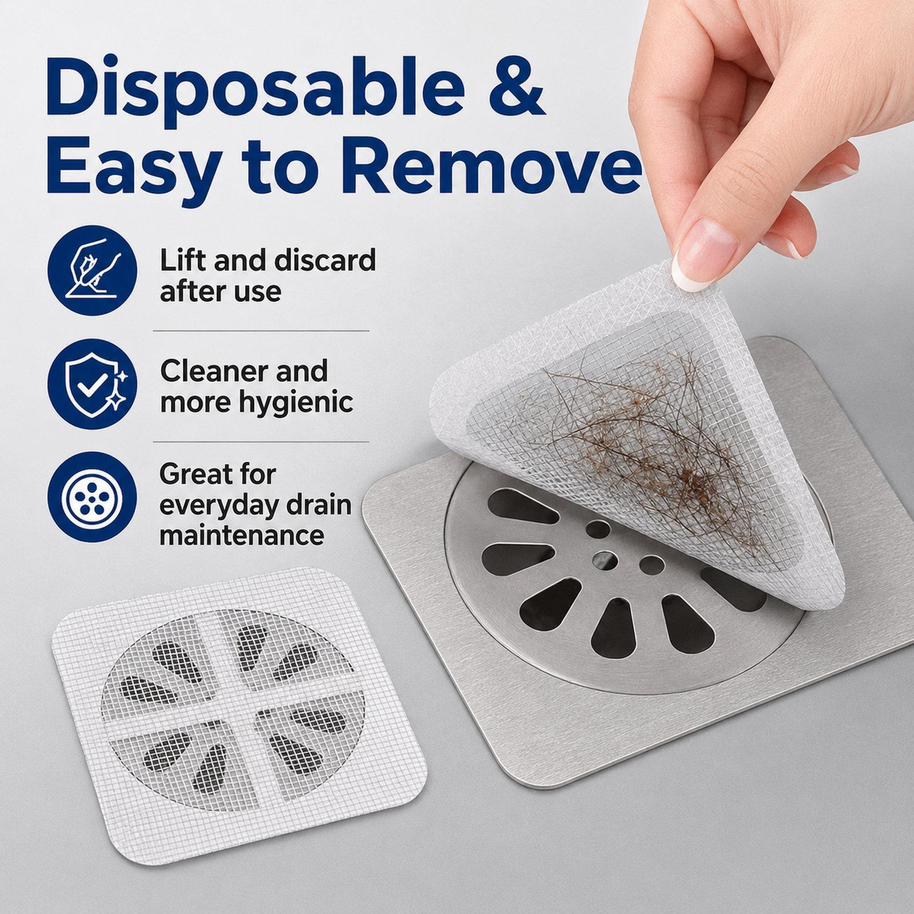 Disposable Shower Drain Hair Catcher Mesh Covers 2