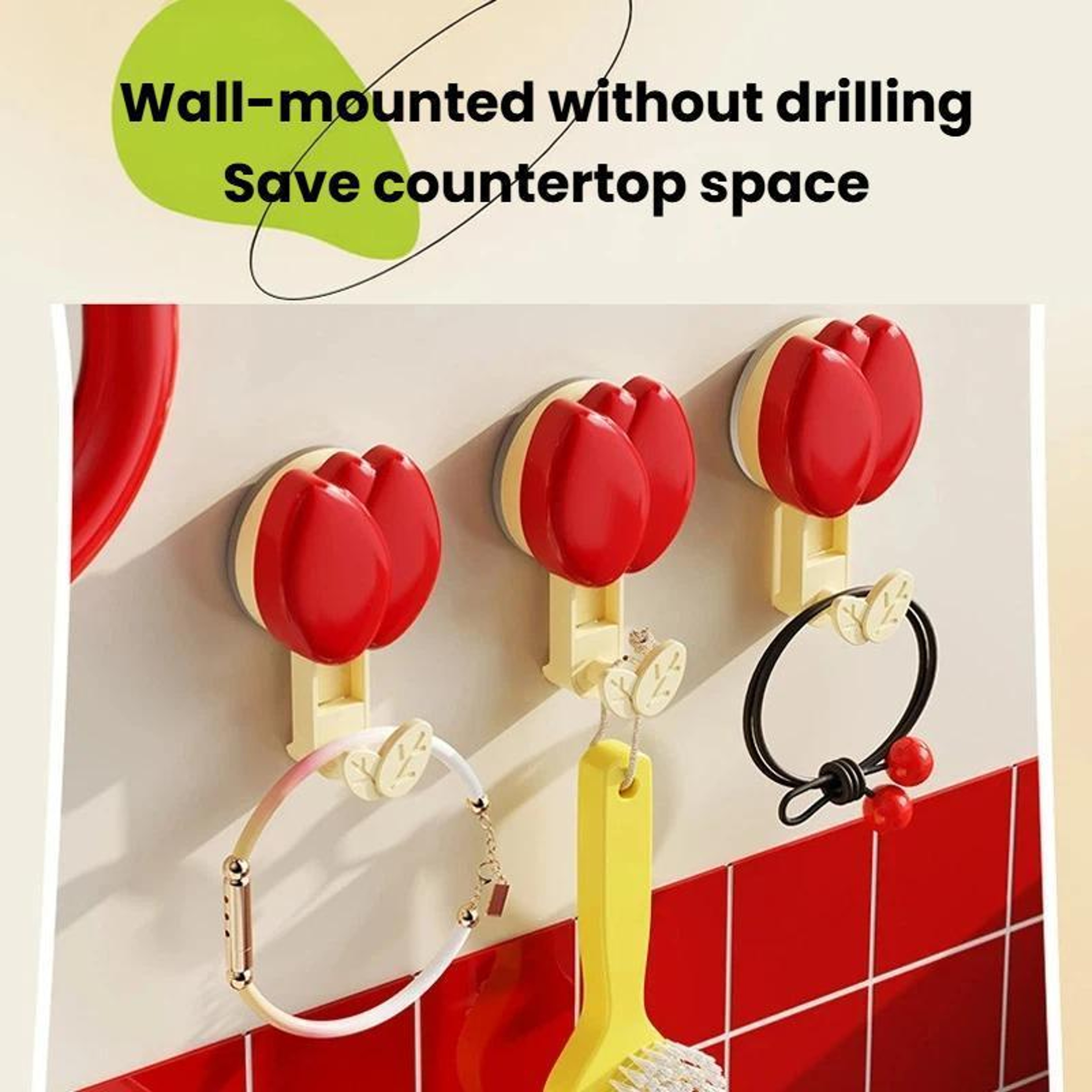 FlowerGrip No Drill Suction Towel Hook Rack For Bathroom  Kitchen Storage 4