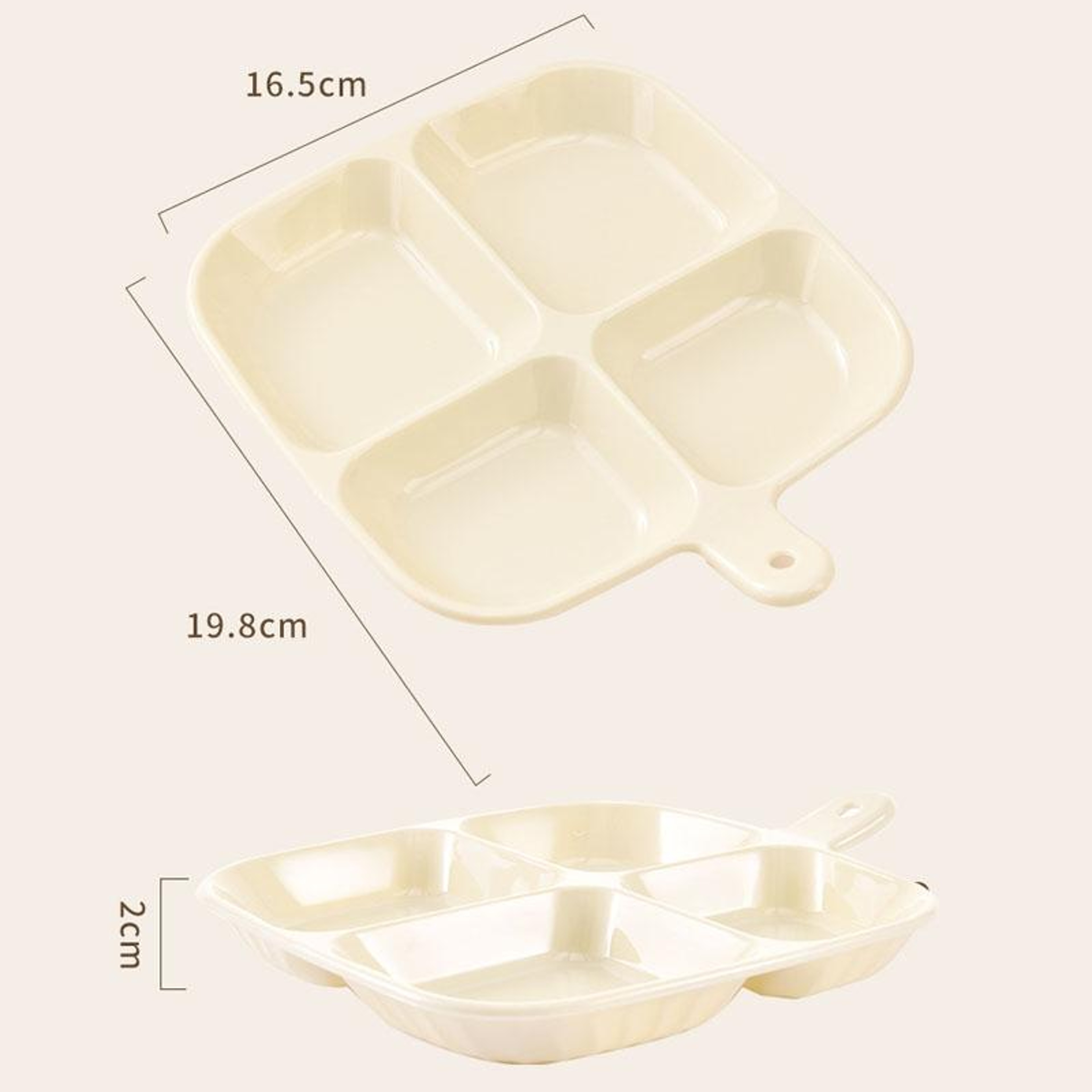 4 Compartment Snack  Spice Serving Tray With Handle Food Storage Organizer 2