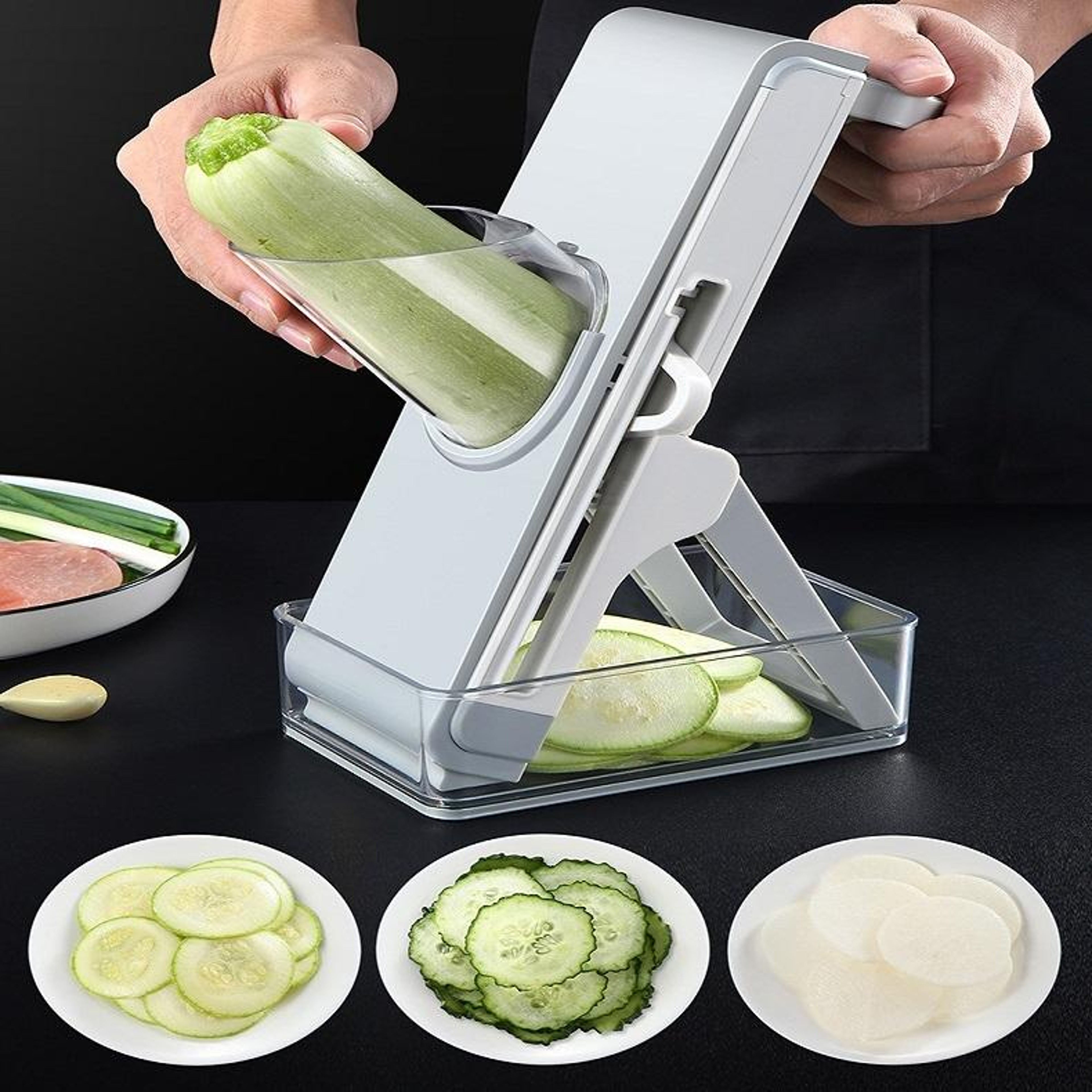Premium Kitchen Manual Vegetable Slicer  Grater Food Prep Press 4