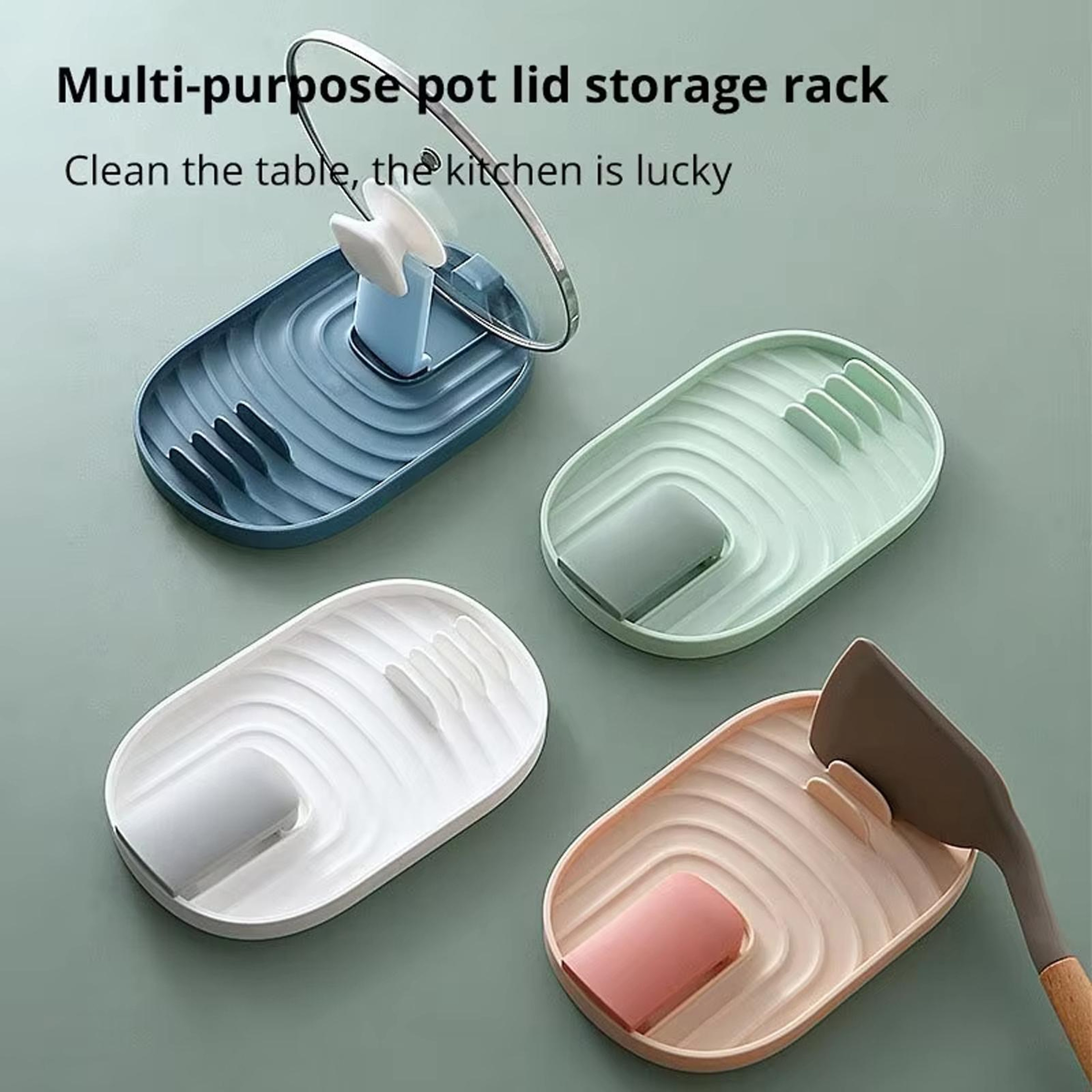 LsCook Foldable Pot Lid Holder  Kitchen Countertop Organizer With Drainage Tray 3
