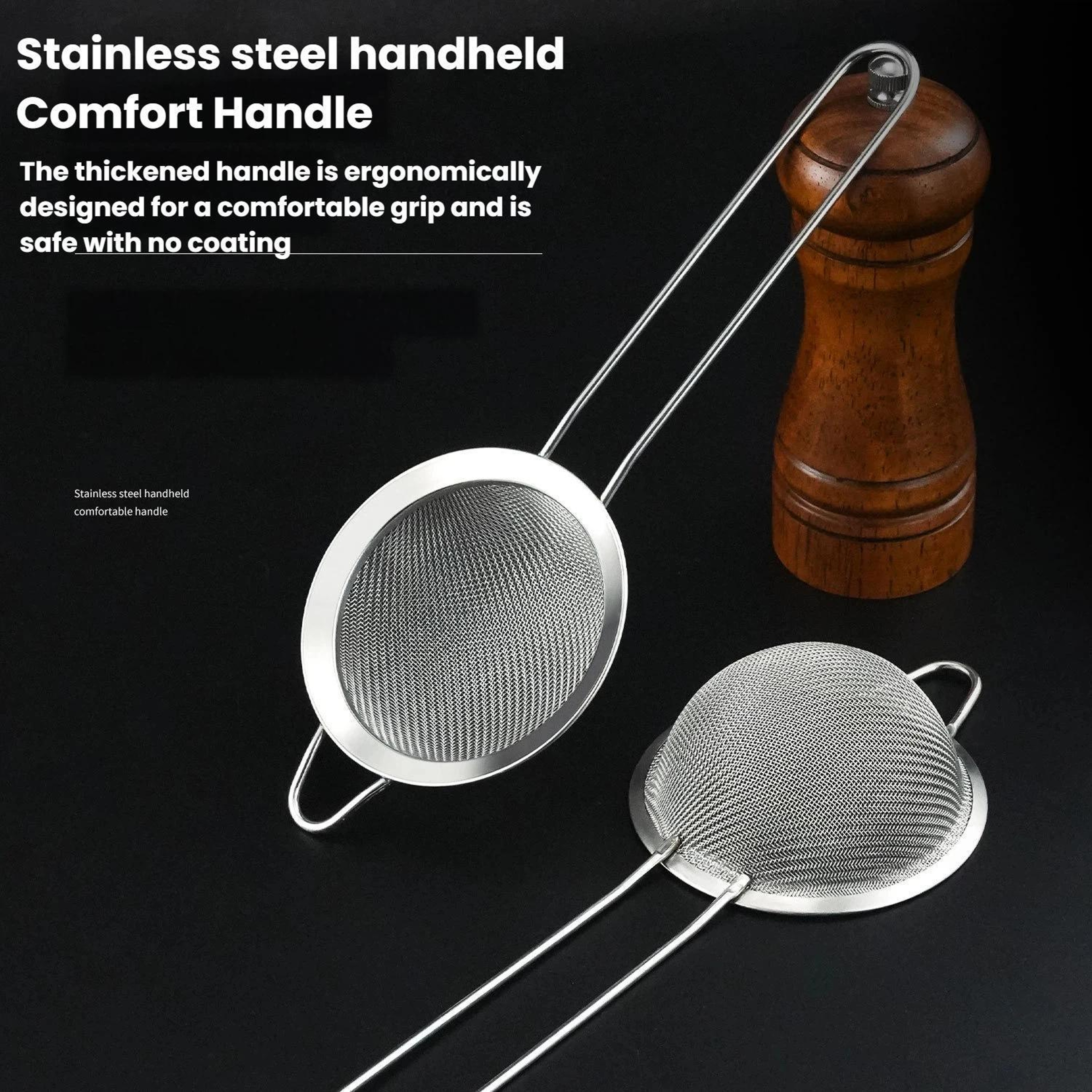 Premium 304 Stainless Steel Fine Mesh Strainer  Kitchen Flour Sifter 3