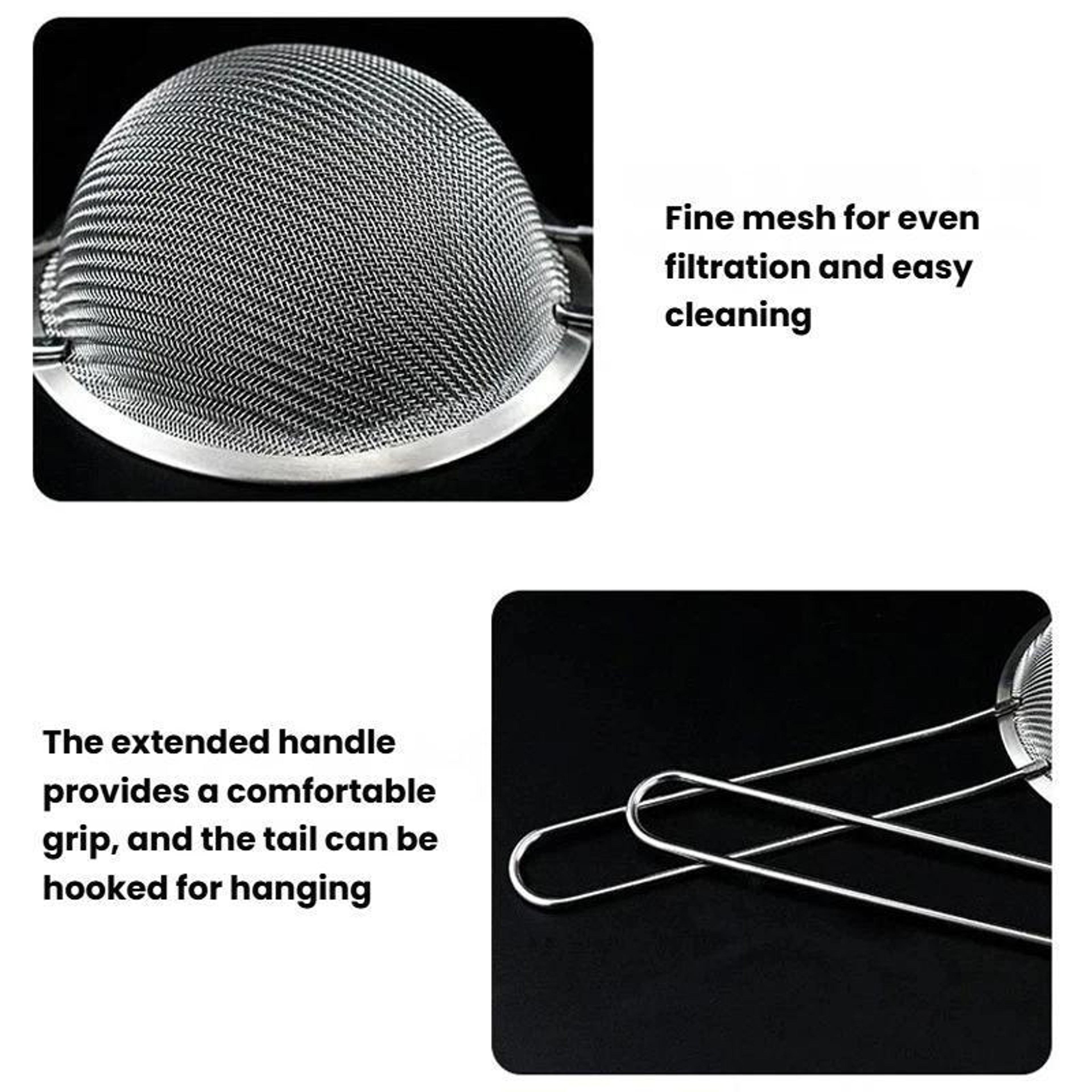 Premium 304 Stainless Steel Fine Mesh Strainer  Kitchen Flour Sifter 5