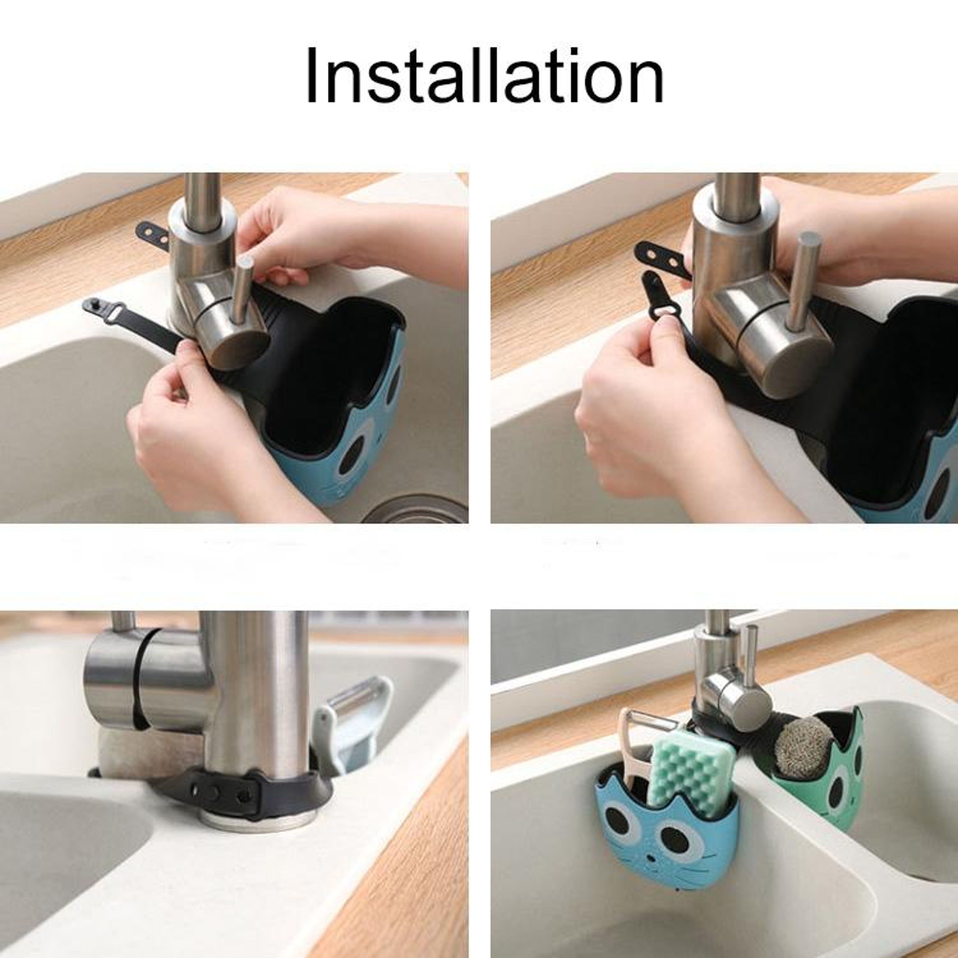 Cartoon Adjustable Sink Hanging Storage Basket Kitchen  Bathroom Organizer 9