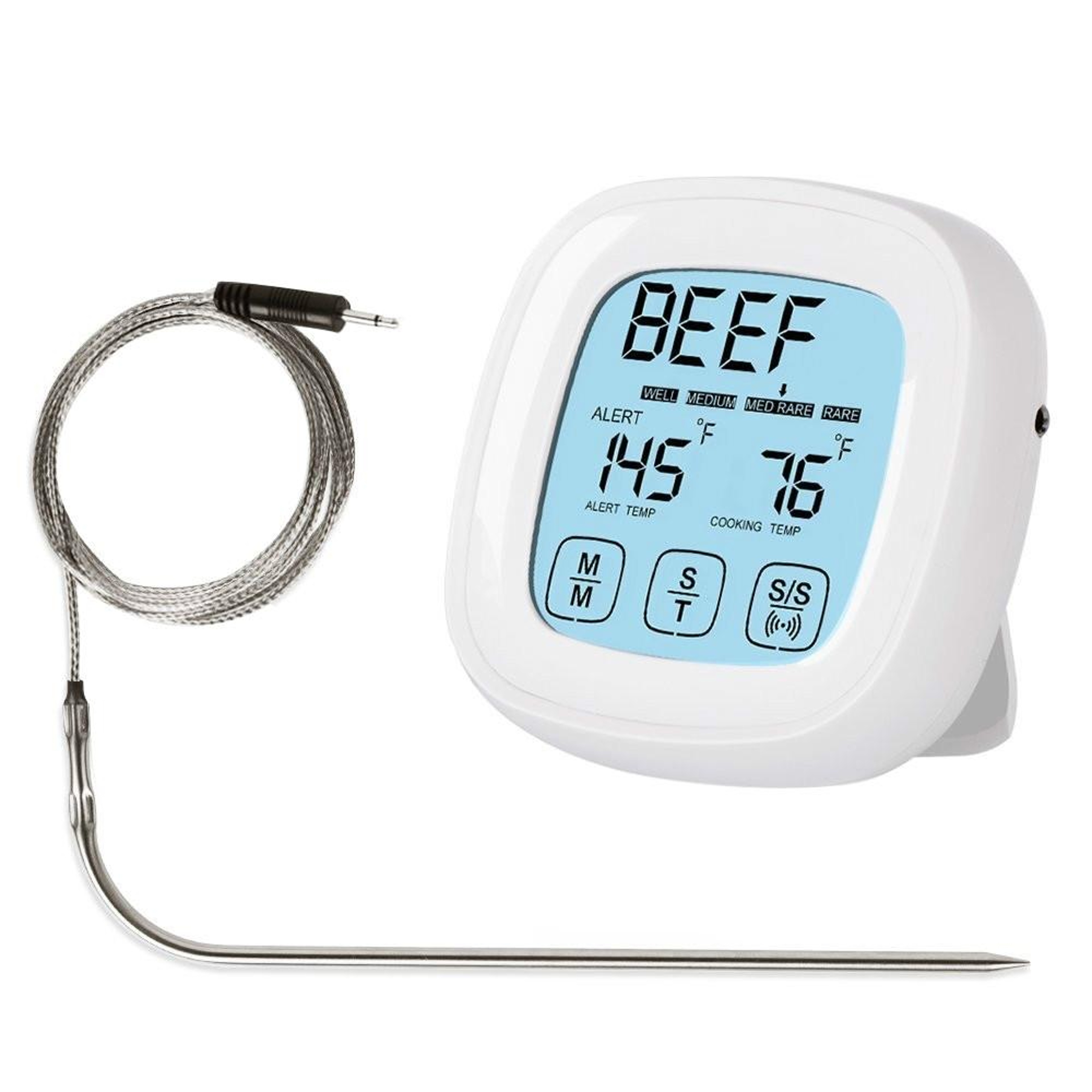 Premium Touch Screen Kitchen Thermometer With Programmable BBQ Temperature Timer 0