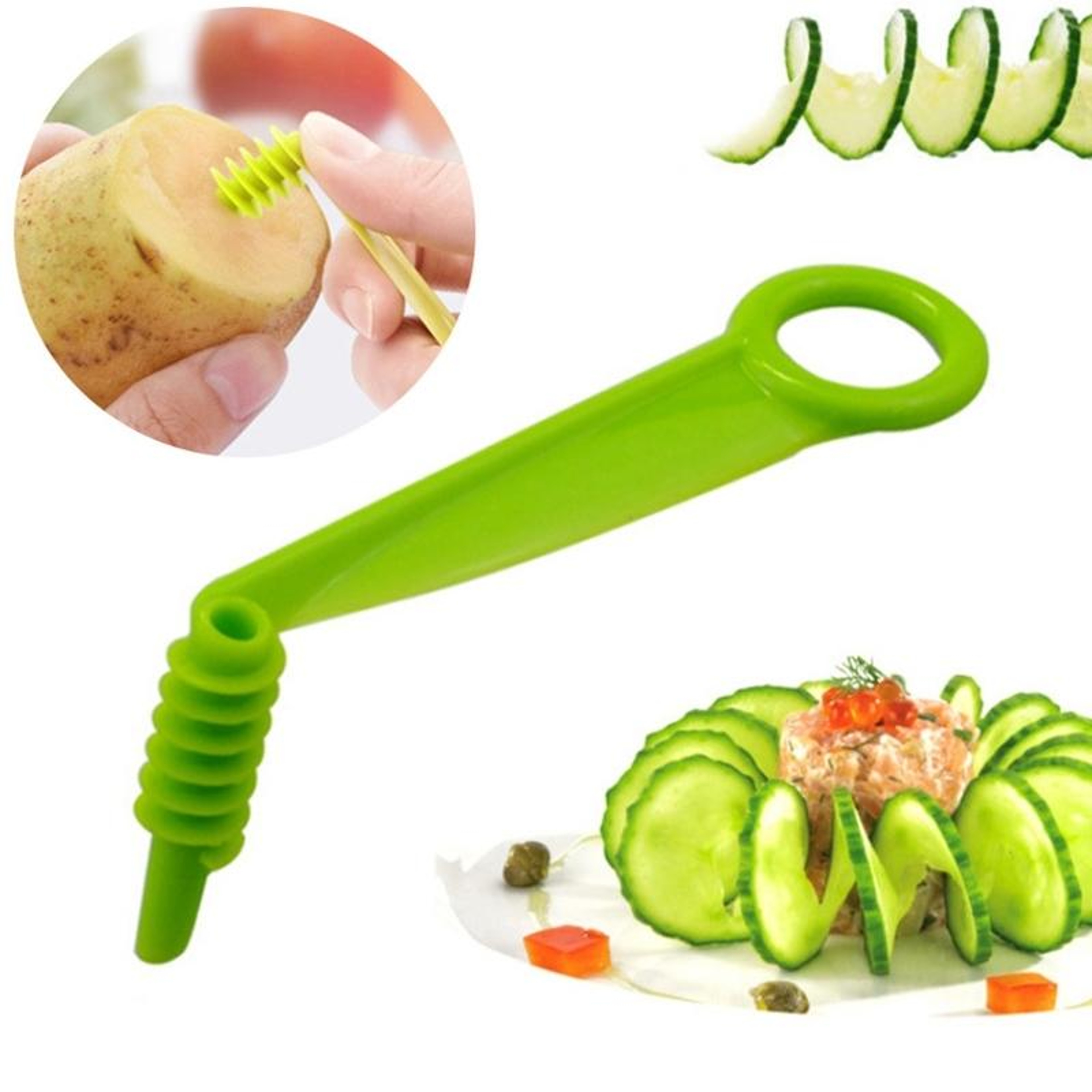 Hand Crank Spiral Vegetable Slicer Compact Manual Spiralizer Tool 1