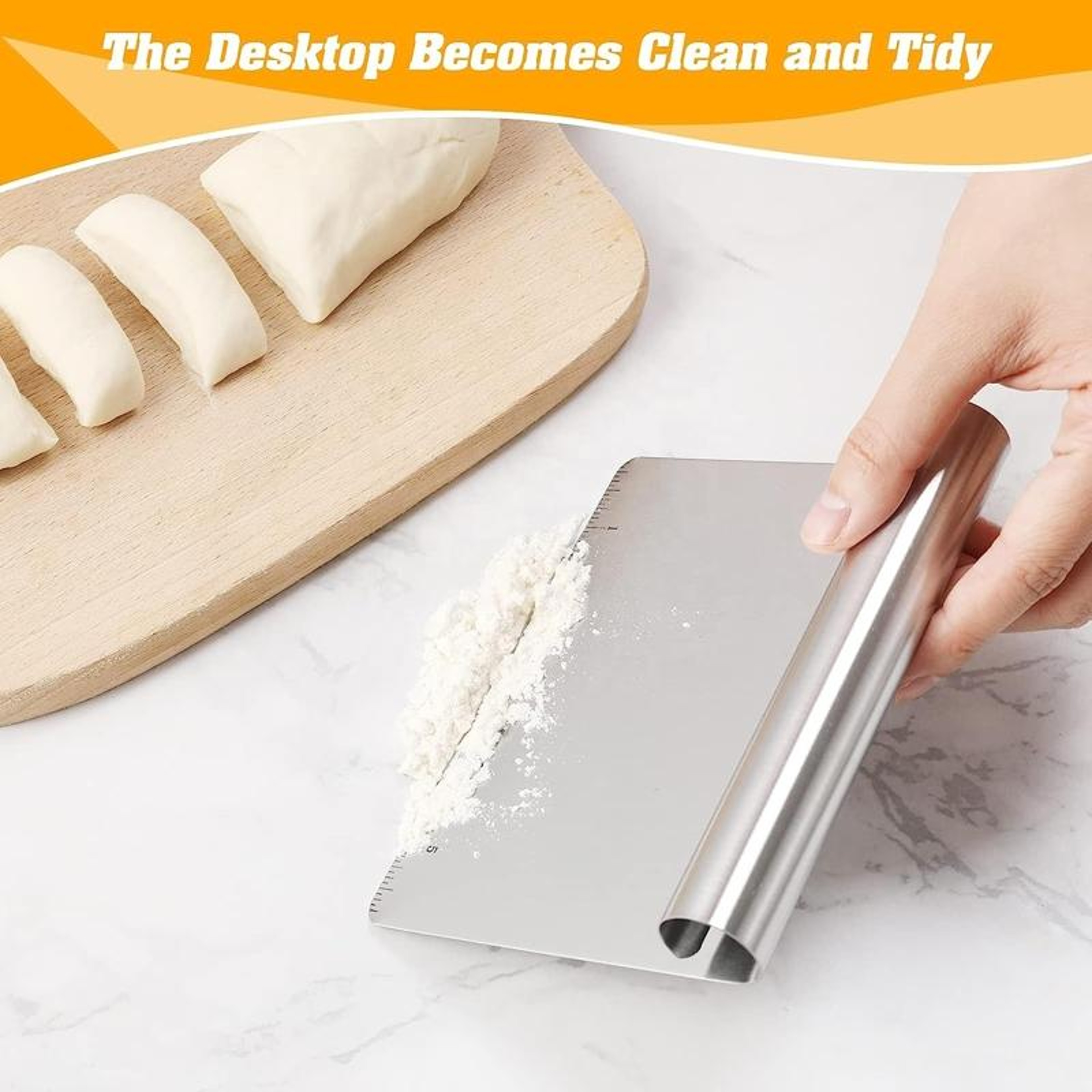 Premium Stainless Steel Kitchen Dough  Noodle Scraper With Scale 3