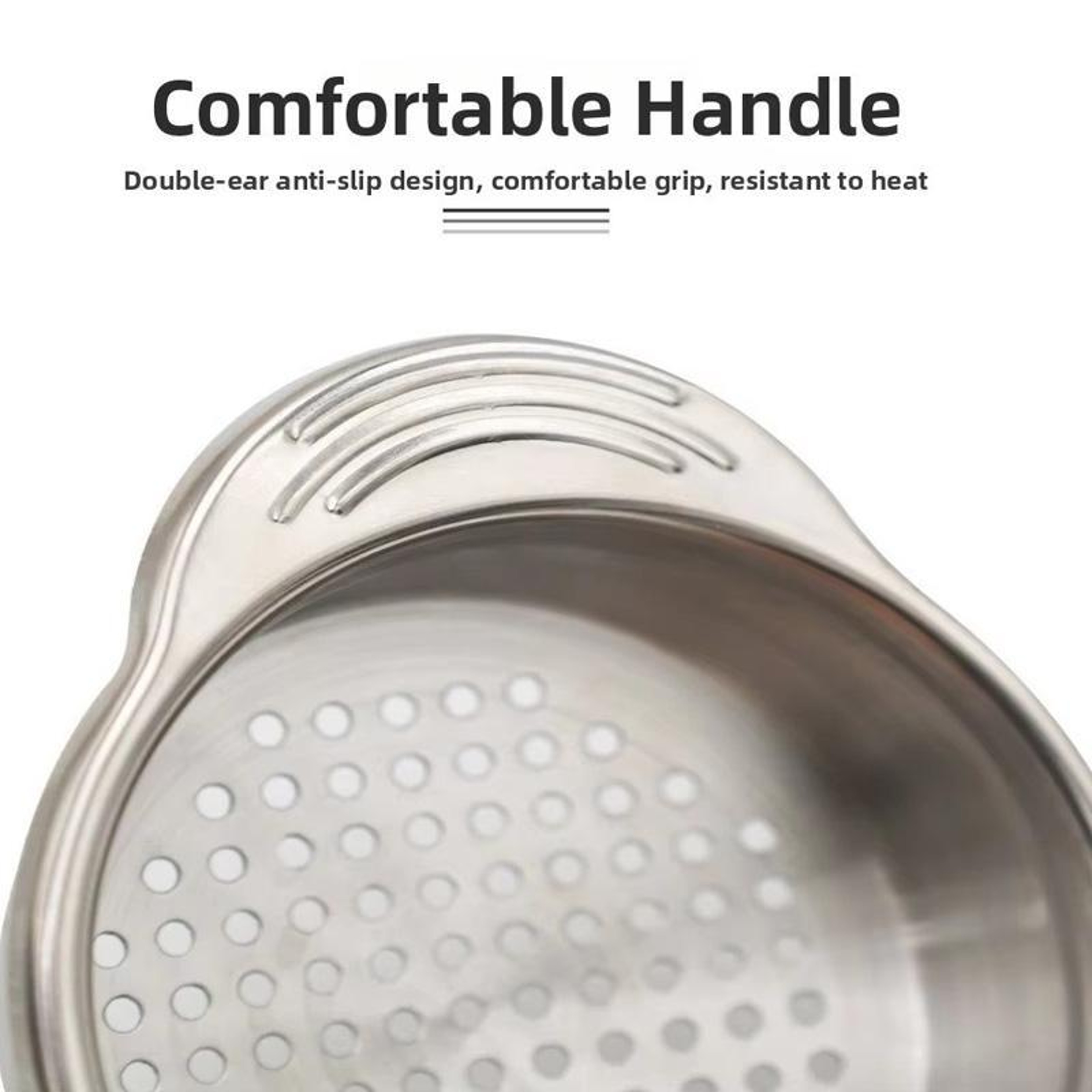 Premium 304 Stainless Steel Can Strainer With Non Slip Dual Handles For Easy Draining 7