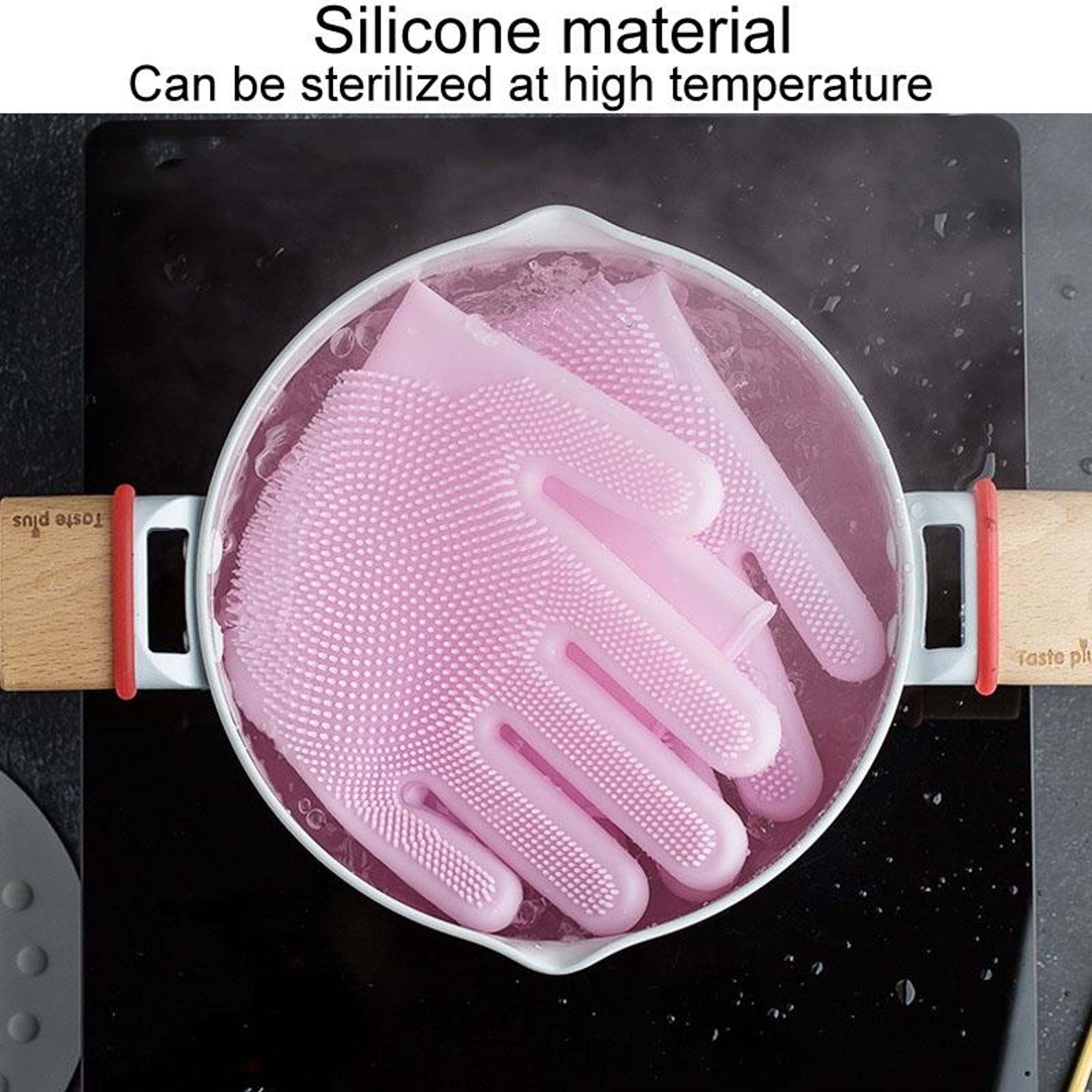 Silicone Dishwashing Gloves Reusable Kitchen Cleaning Gloves  Heat Resistant Household Mitts 4
