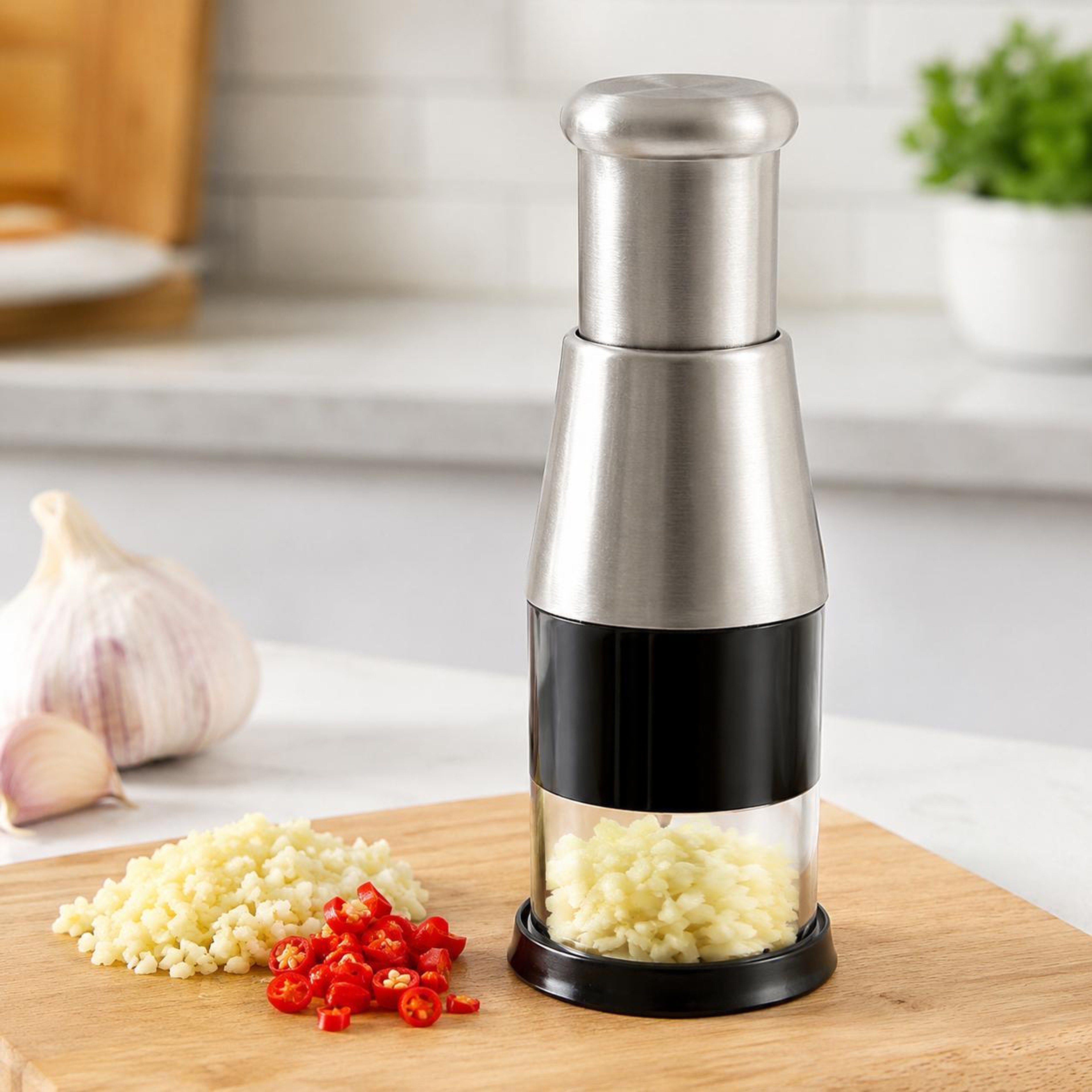 Garlic  Onion Press Cutter With Ergonomic Grip 304 Stainless Steel Kitchen Chopper 0