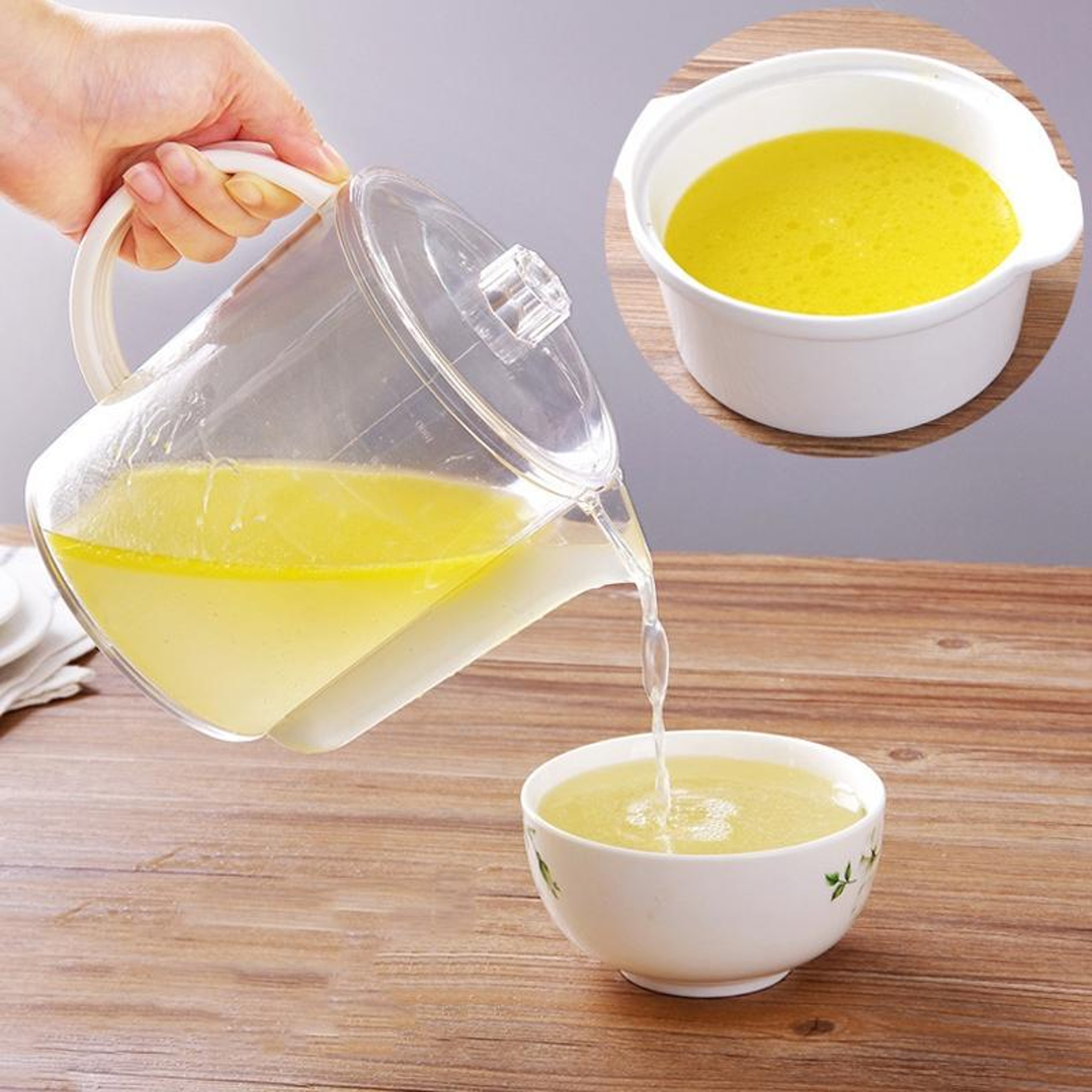 1500ml Food Grade Oil Separator Kettle With Measuring Scale And Kitchen Grease Strainer Cup 0