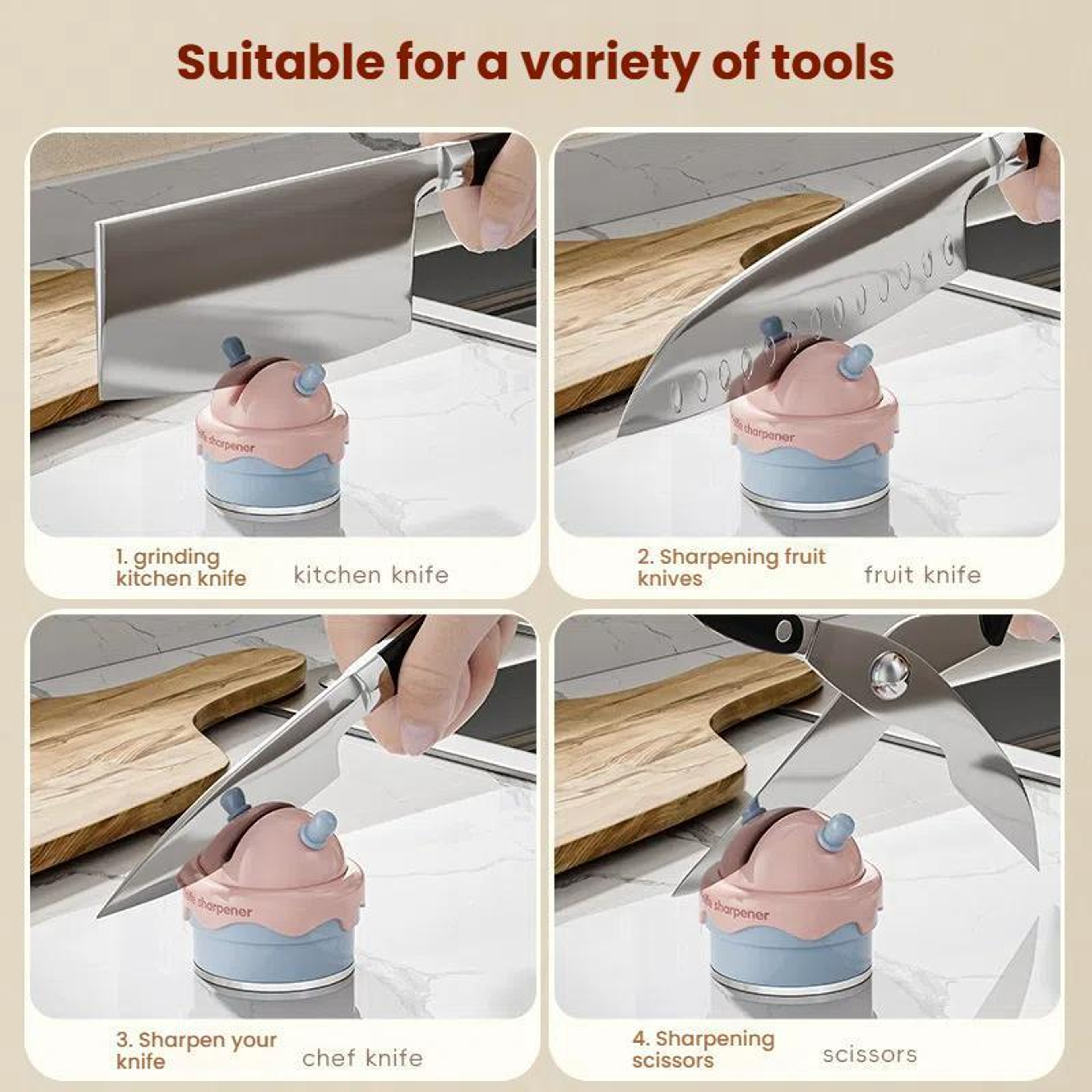 Premium Suction Cup Knife  Scissors Sharpener Quick Kitchen Blade Sharpening Tool 6
