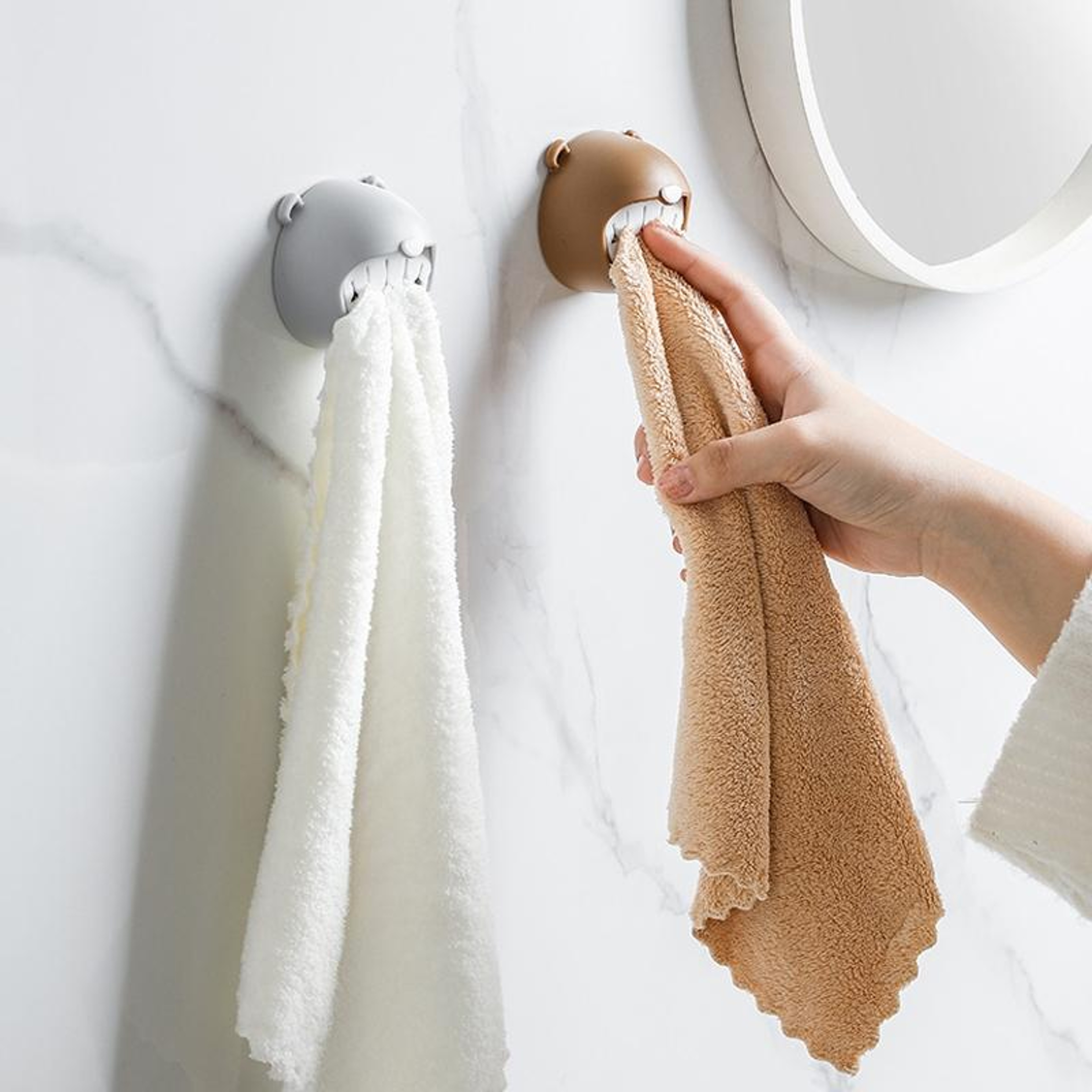 Bear PVC Wall Mounted Towel Holder Hook No Nail Bathroom  Kitchen Rack 0