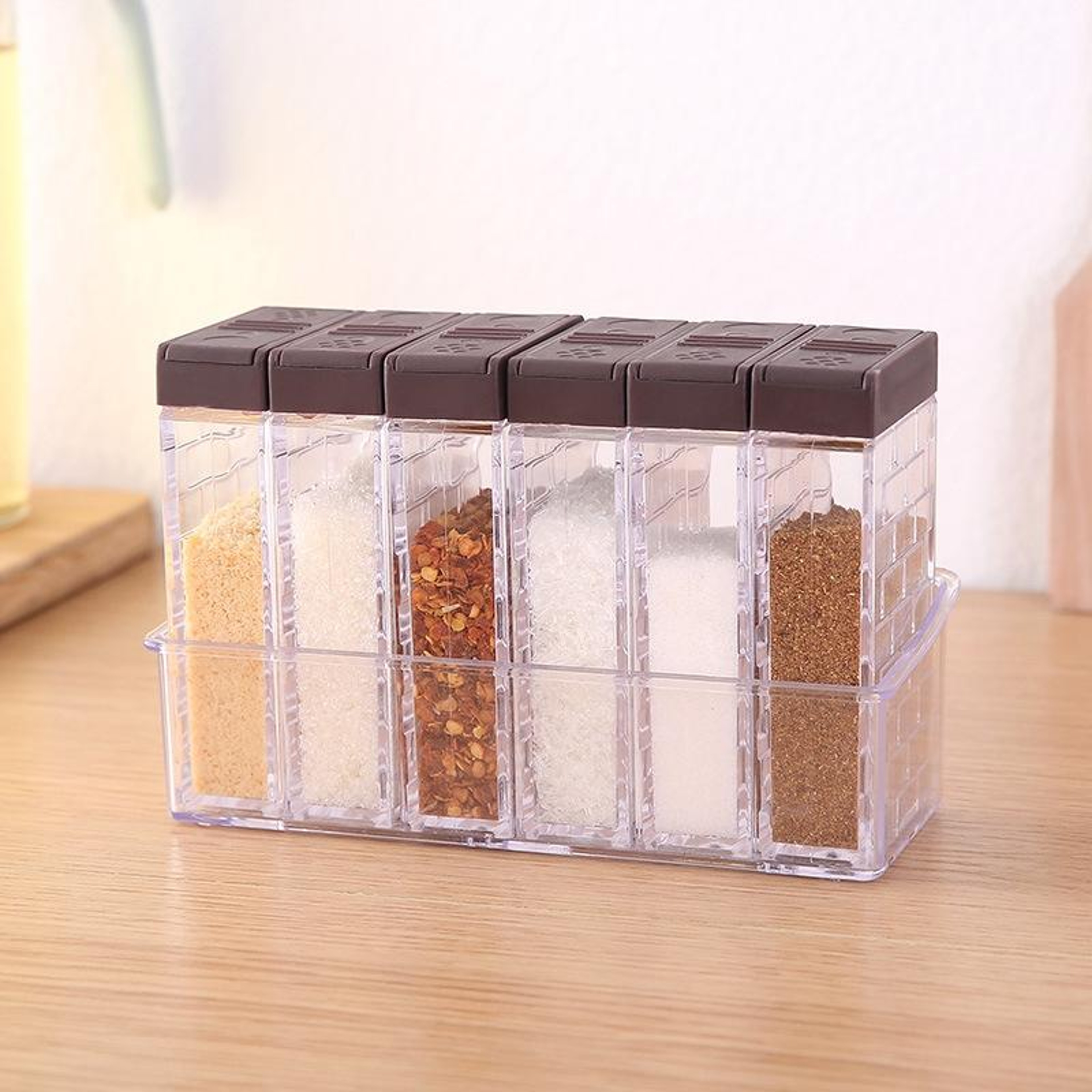Premium 6 Piece Kitchen Condiment  Seasoning Jar Set For Easy Spice Storage 0