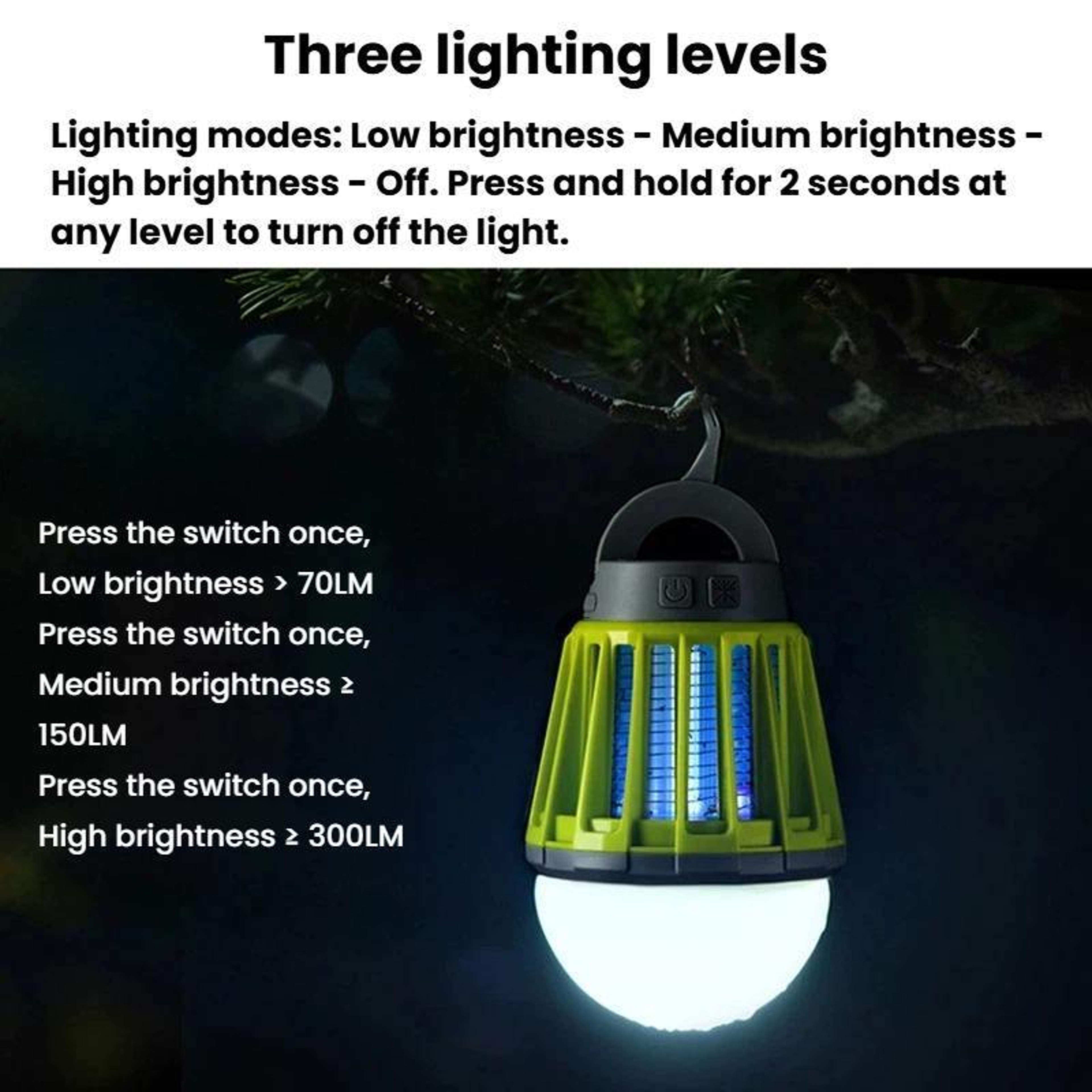 GlowGuard IPX6 Waterproof Mosquito Lamp  Camping Lantern With USB C Rechargeable Battery 2