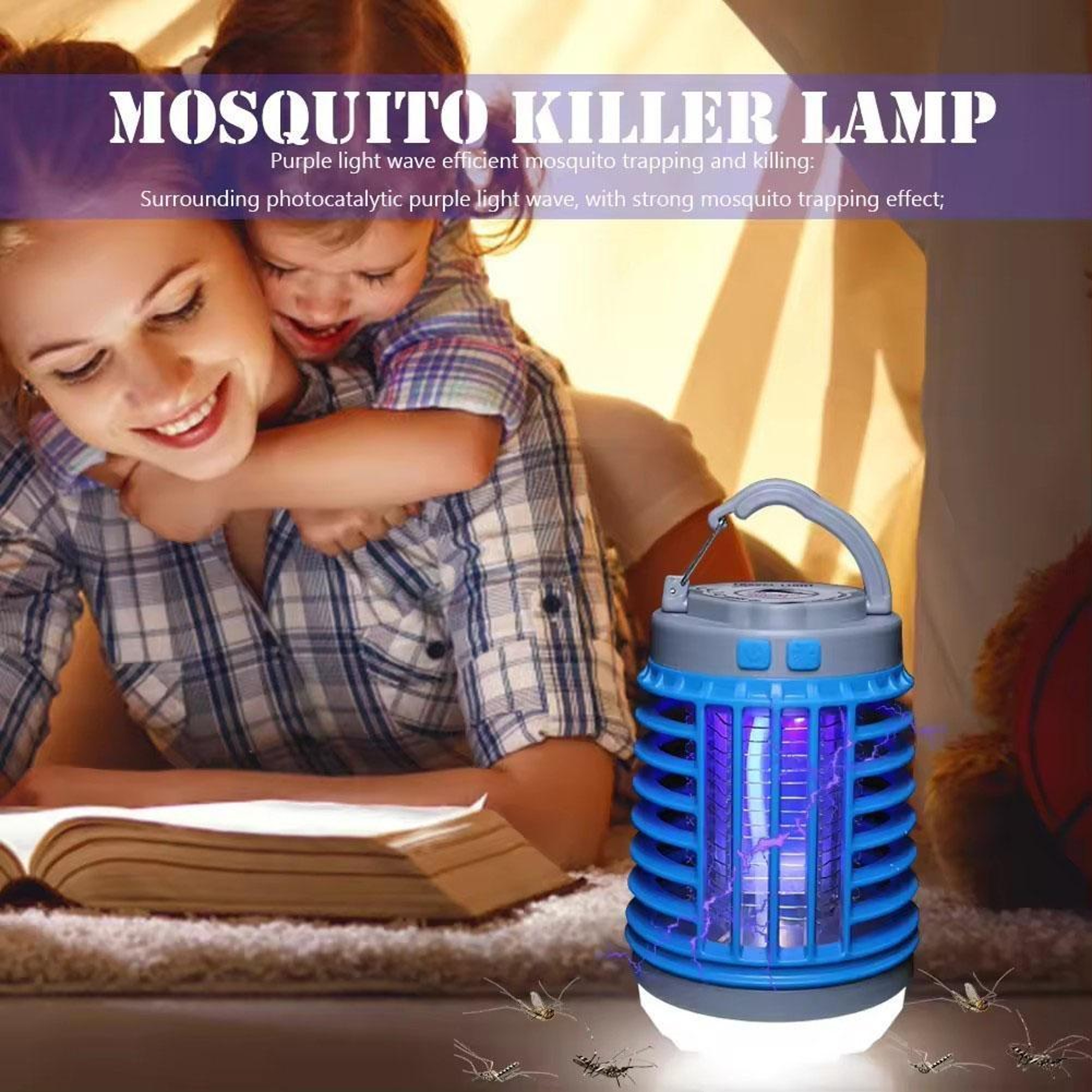 Solar Mosquito Killer Lamp  LED Camping Lantern USB Rechargeable Outdoor Bug Zapper 7