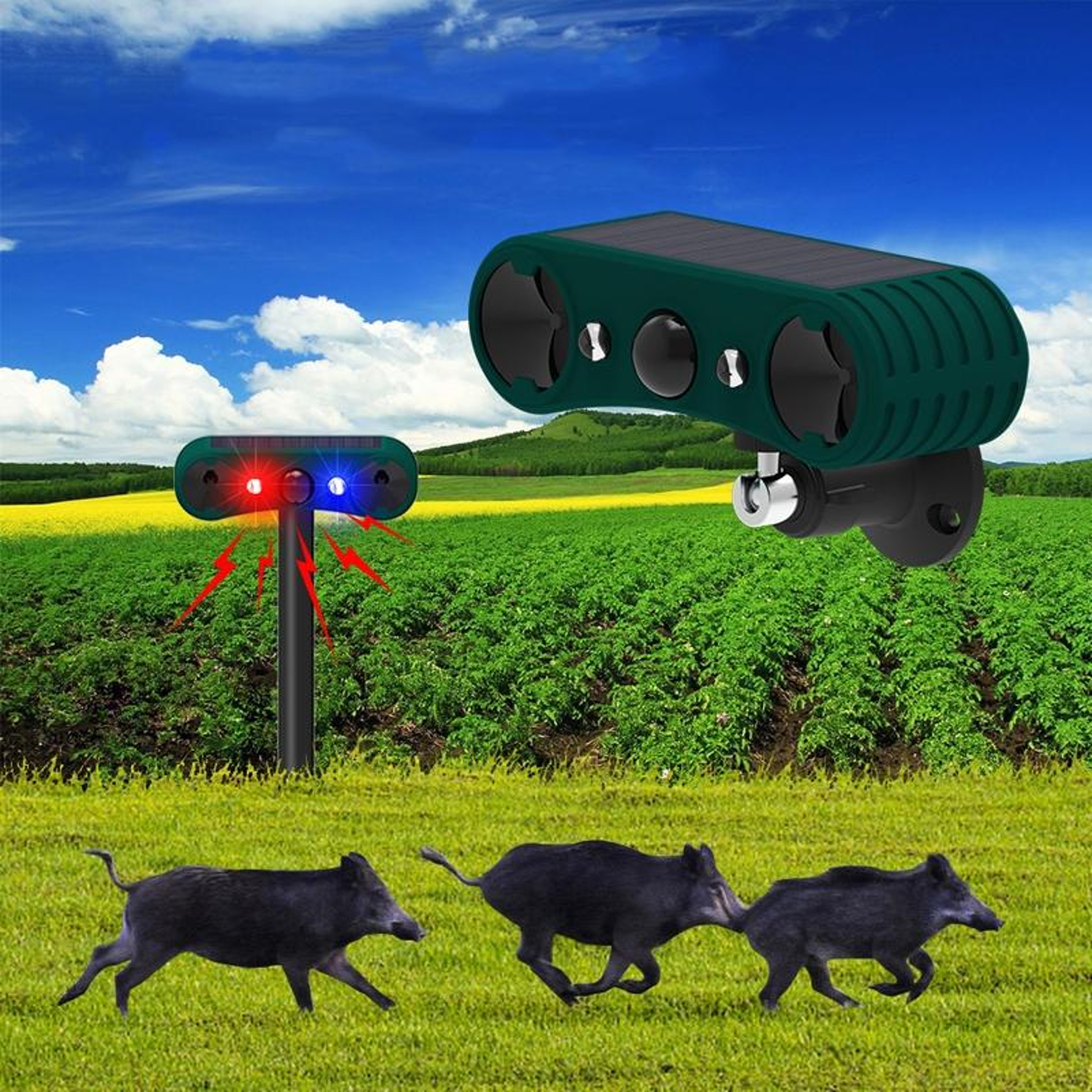Solar Powered Animal Repellent  Ultrasonic Pest Repeller With Infrared Motion Alarm 0