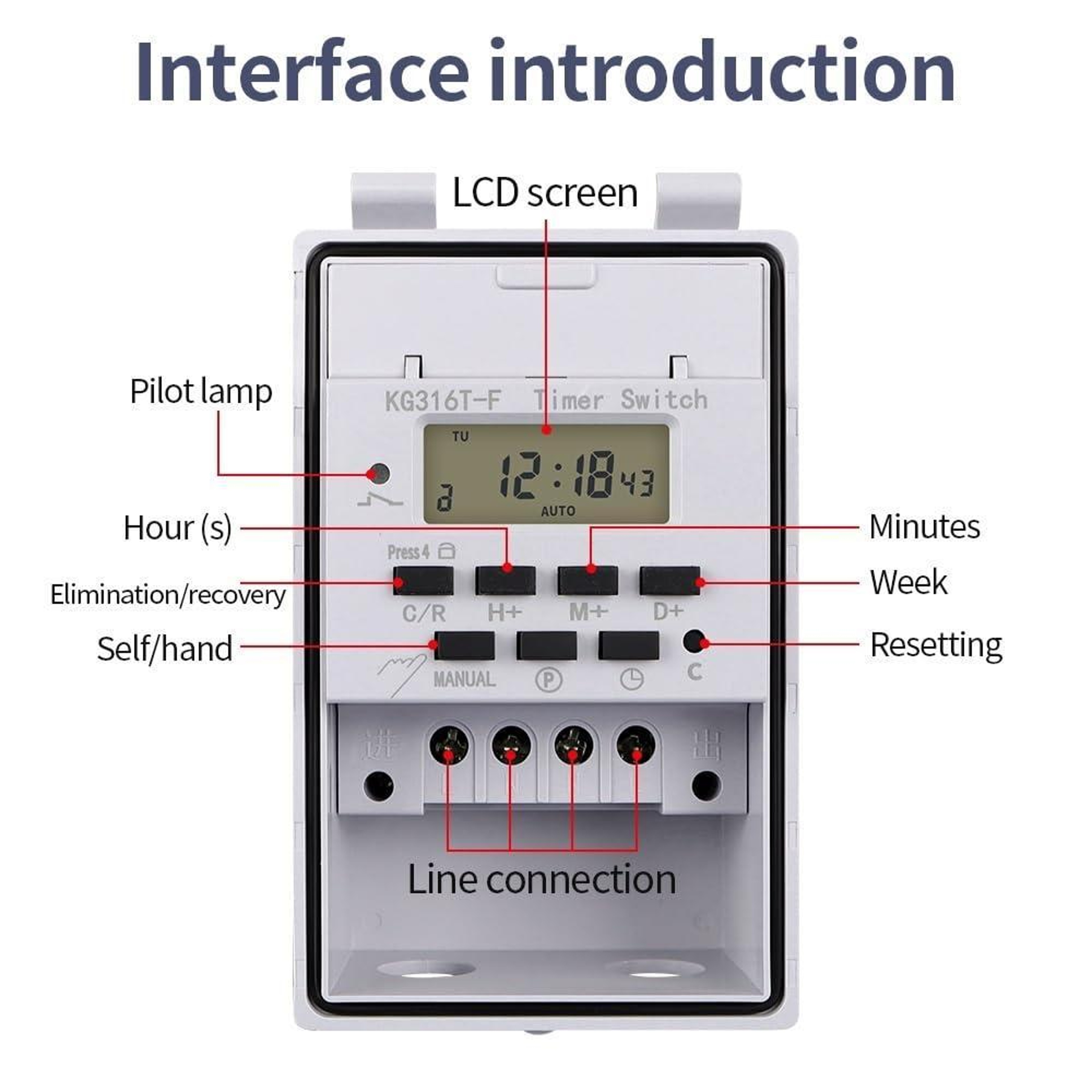 220V Programmable Timer Switch With Waterproof Cover  16 Program Weekly Control 2