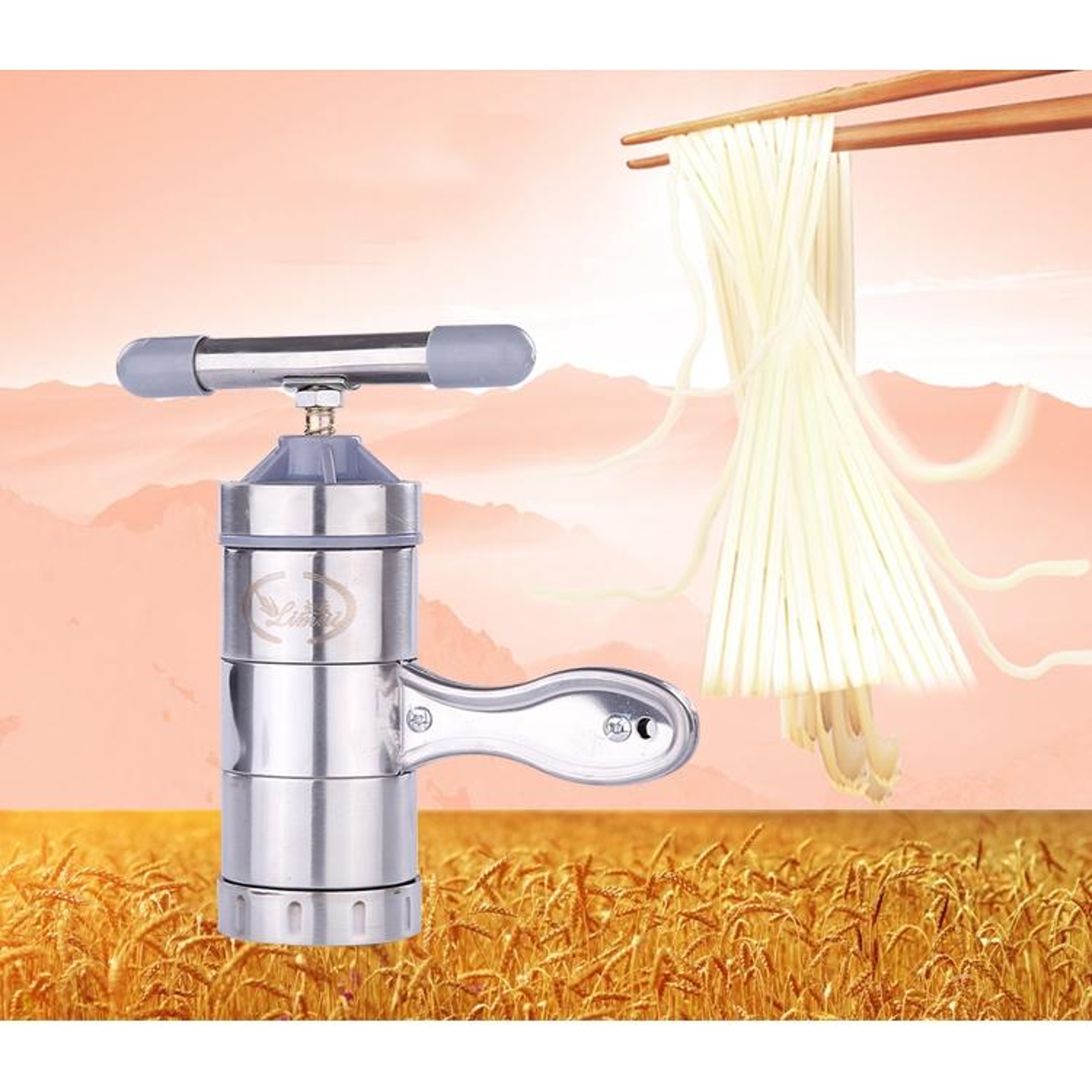 Stainless Steel Manual Pasta Maker  Noodle Maker With 5 Attachments 7