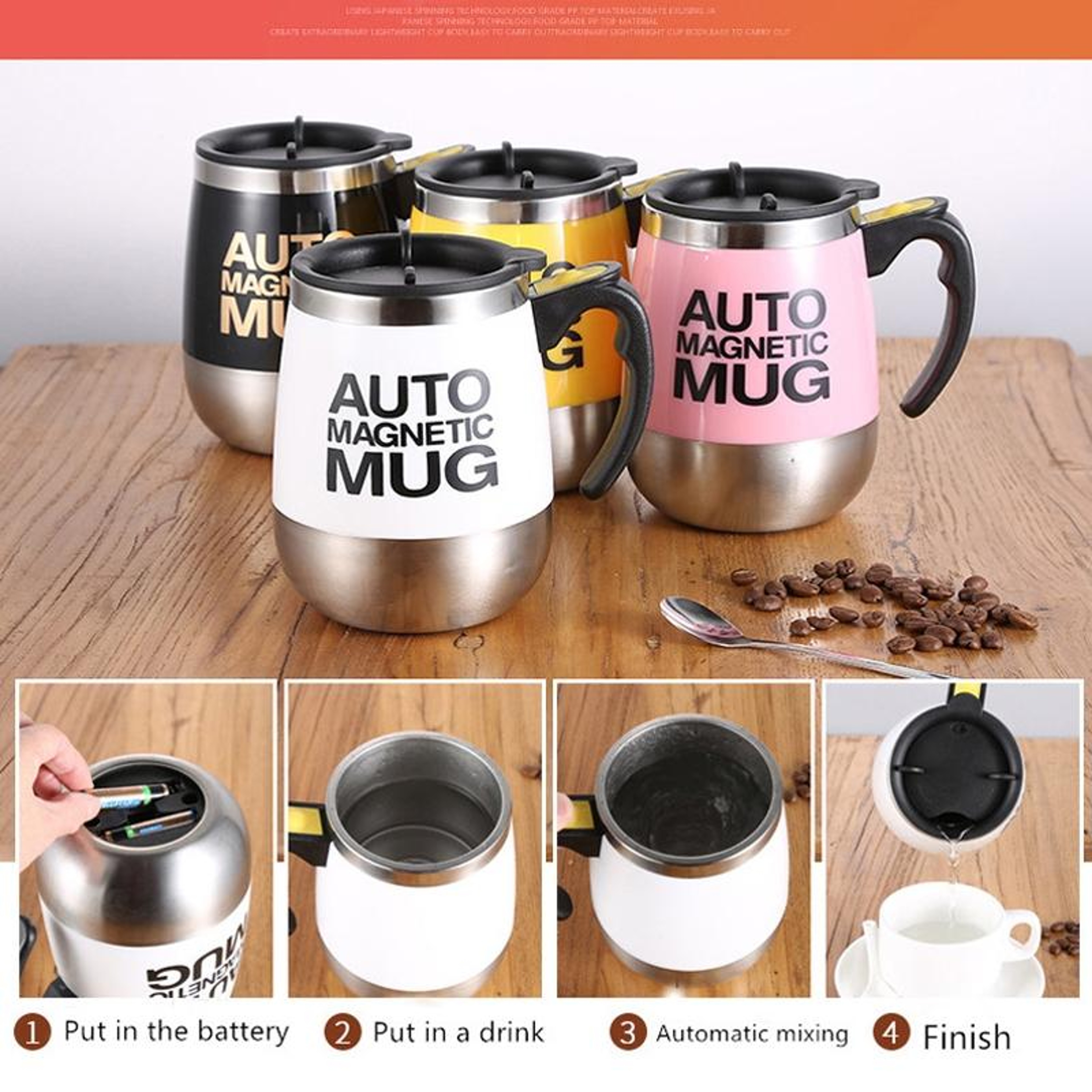 Magnetic Self Stirring Coffee Mug Portable Automatic Mixing Cup 6