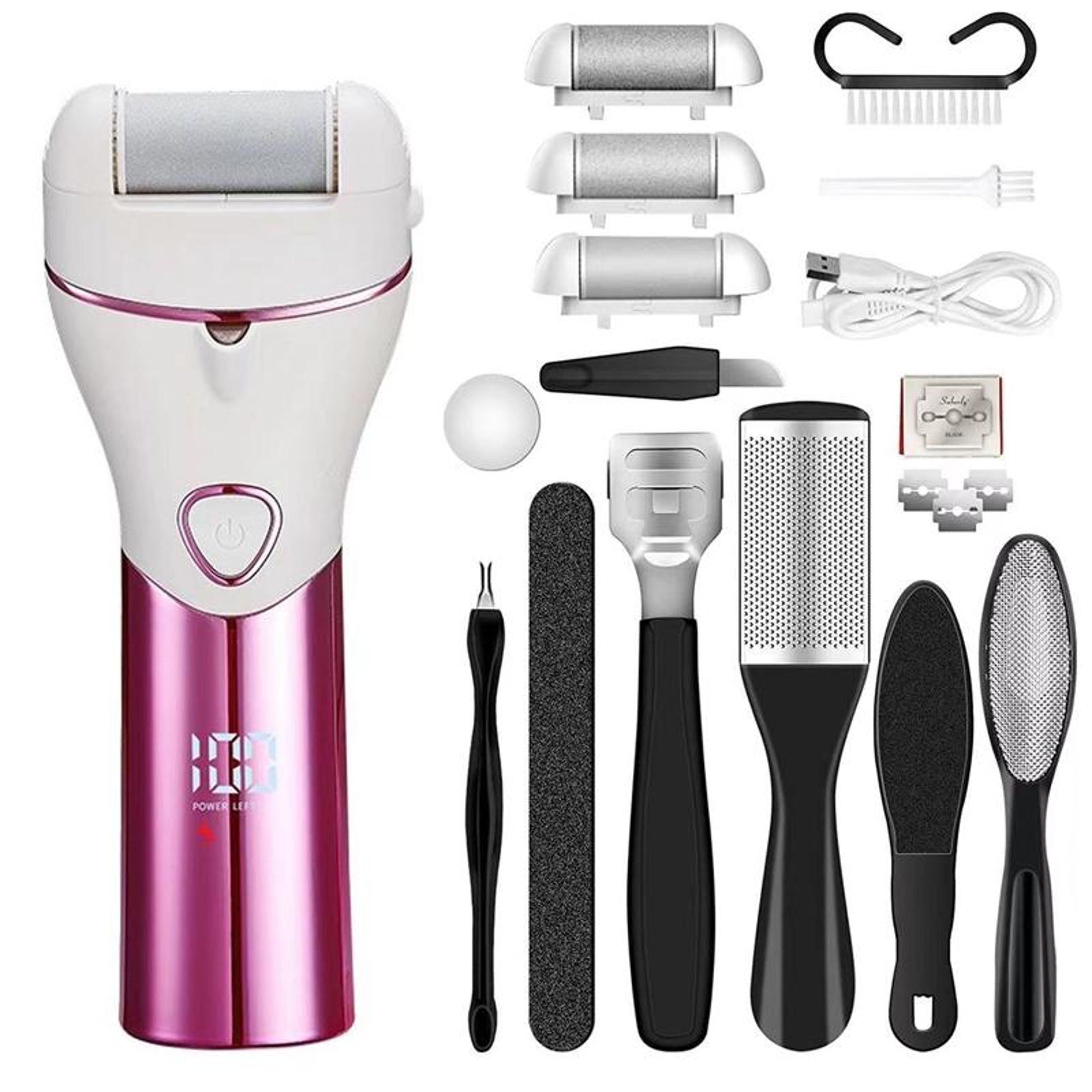 Rechargeable Electric Foot File  Callus Remover With LED Display Waterproof Pedicure Tool 5