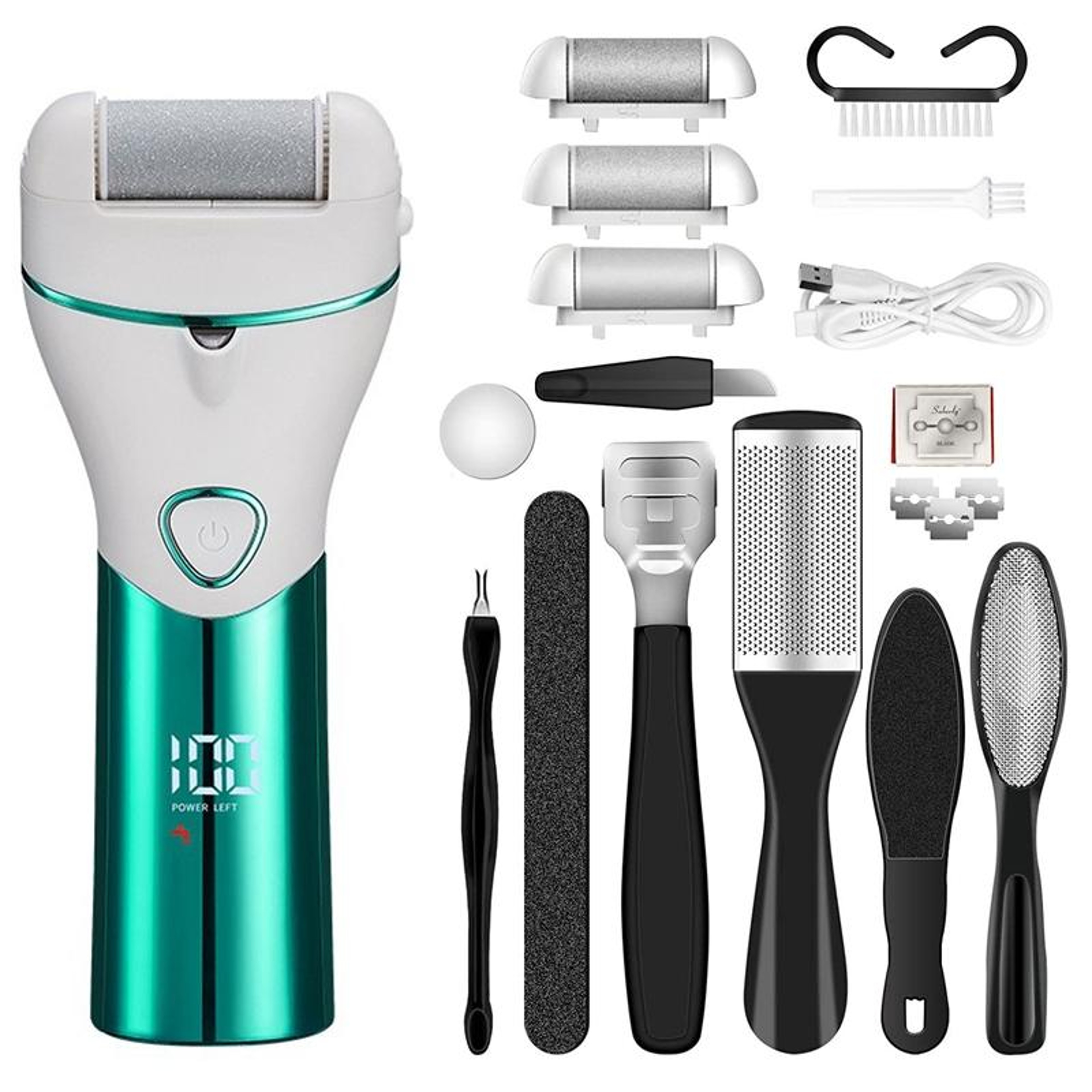 Rechargeable Electric Foot File  Callus Remover With LED Display Waterproof Pedicure Tool 11