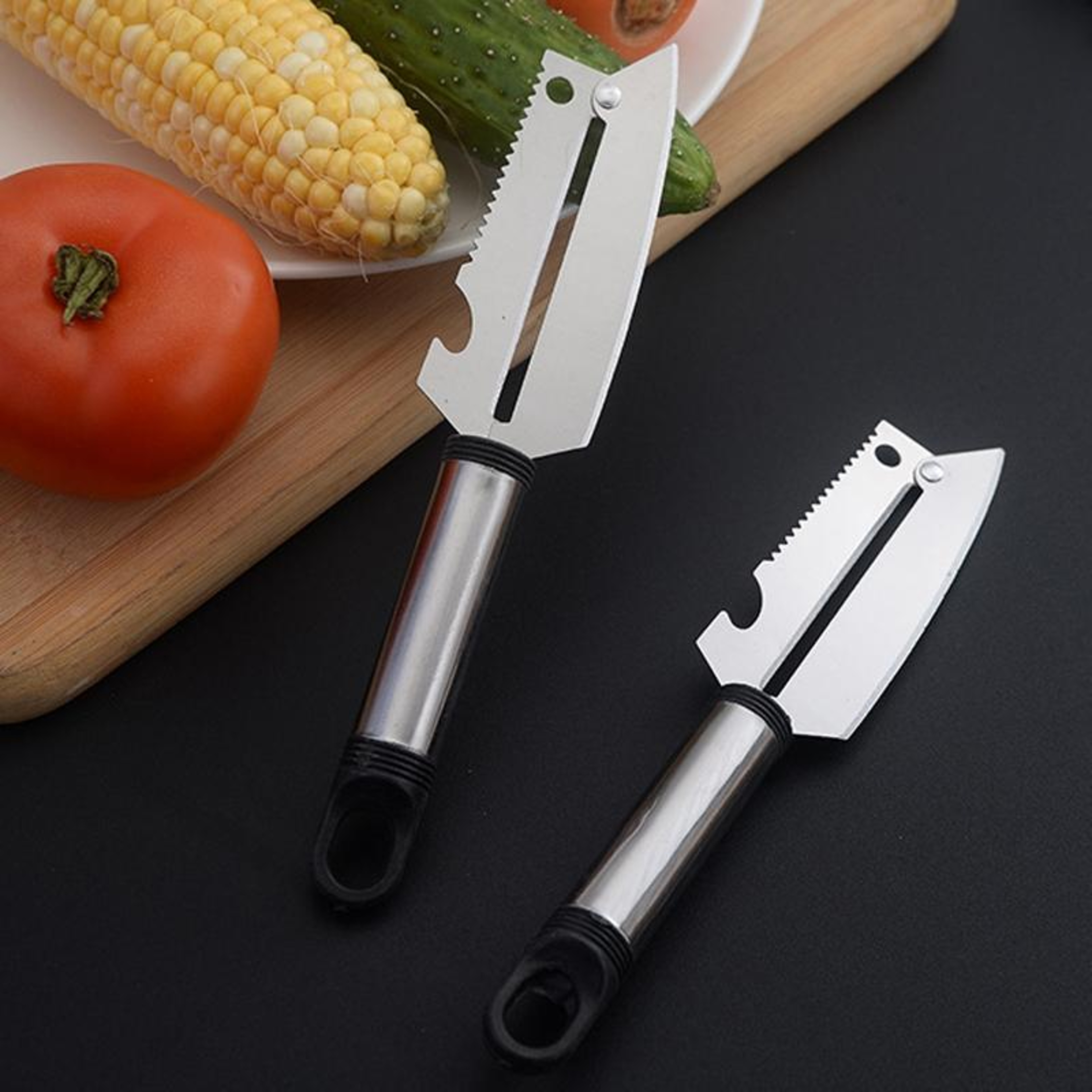 Stainless Steel Multi Function Paring Knife  Peeler With Bottle Opener 0