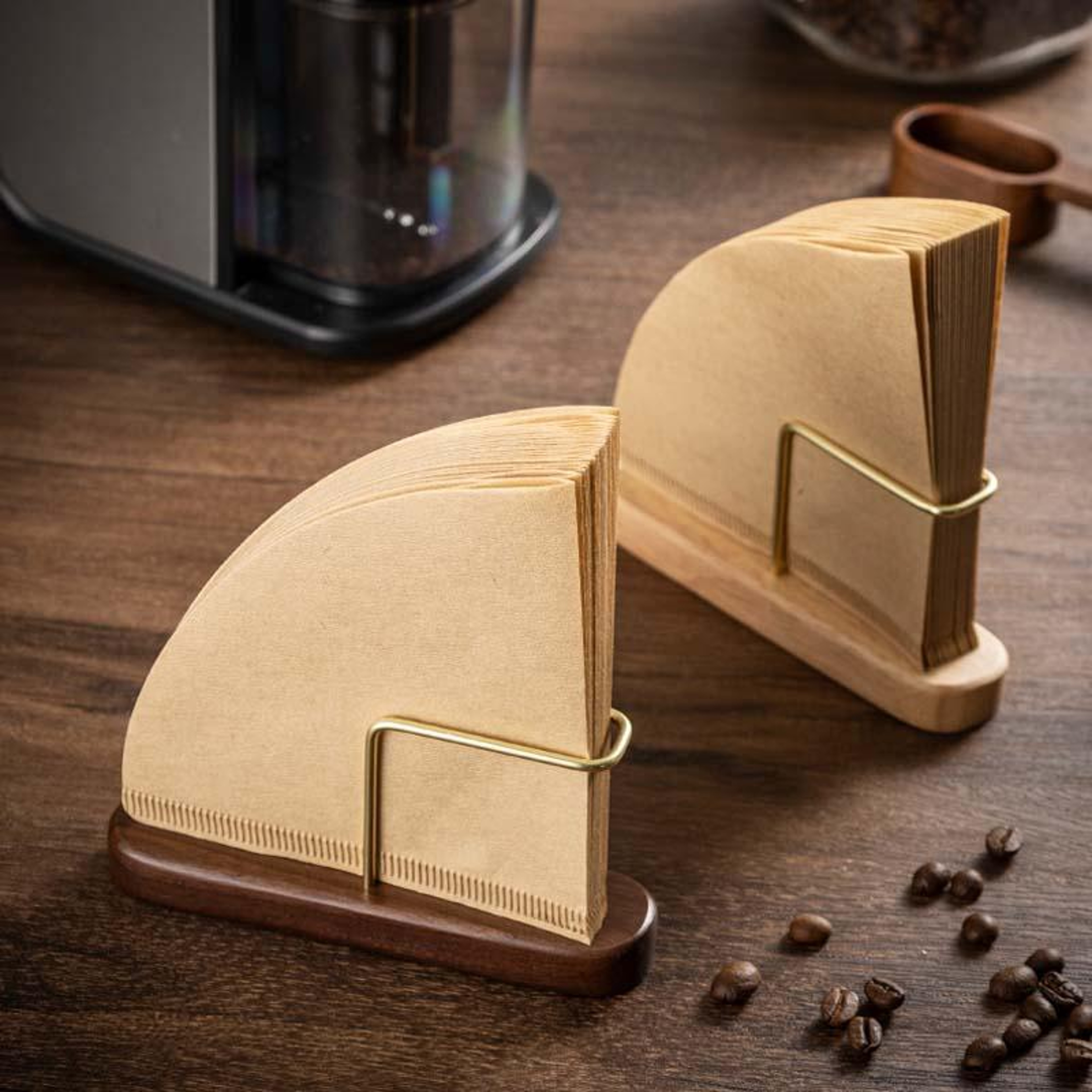 Walnut Wood Coffee Filter Holder Box Solid Wood Coffee Filter Holder For Organized Brewing 0