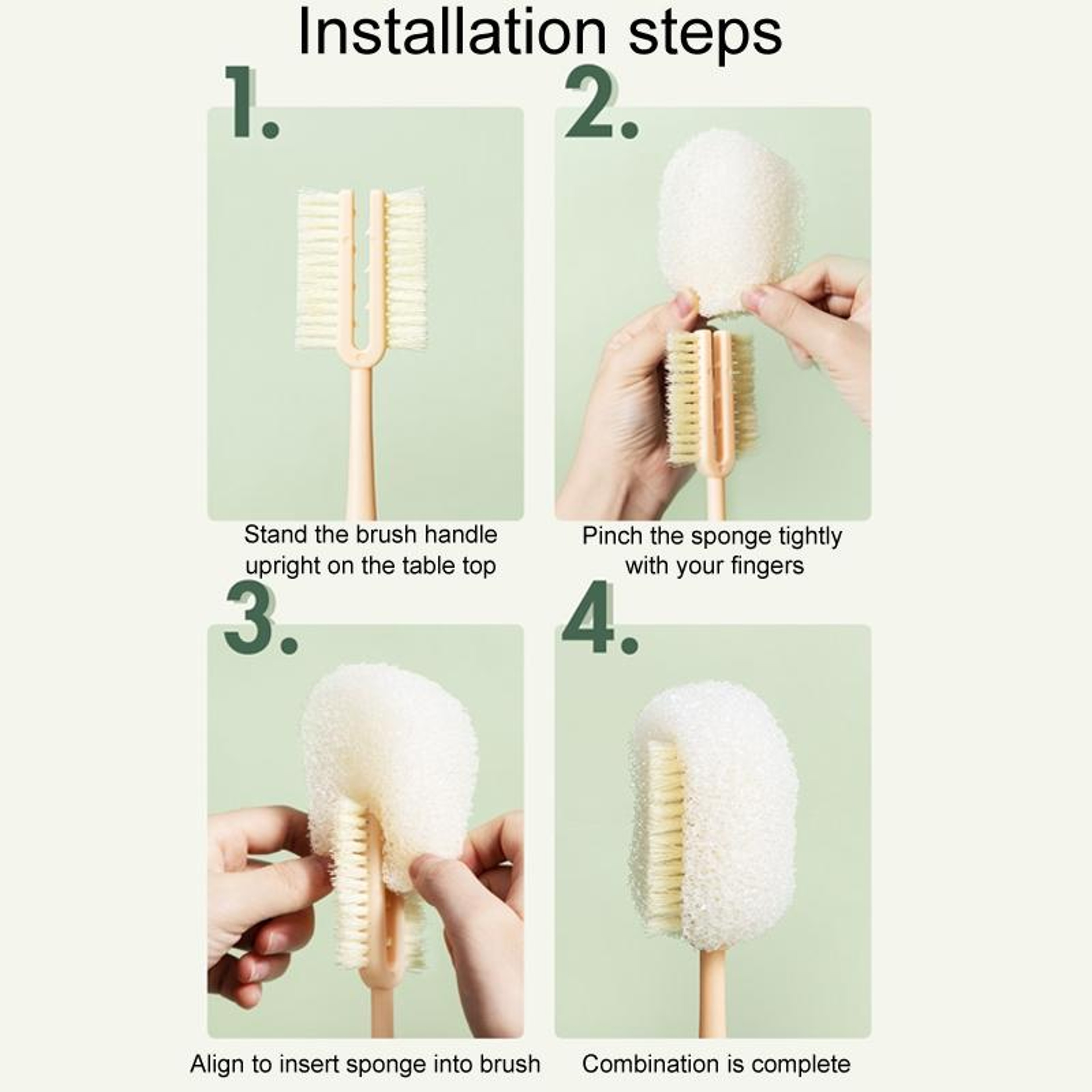 Long Handle Sponge Cup Cleaning Brush With Removable Head  Drying Stand 10
