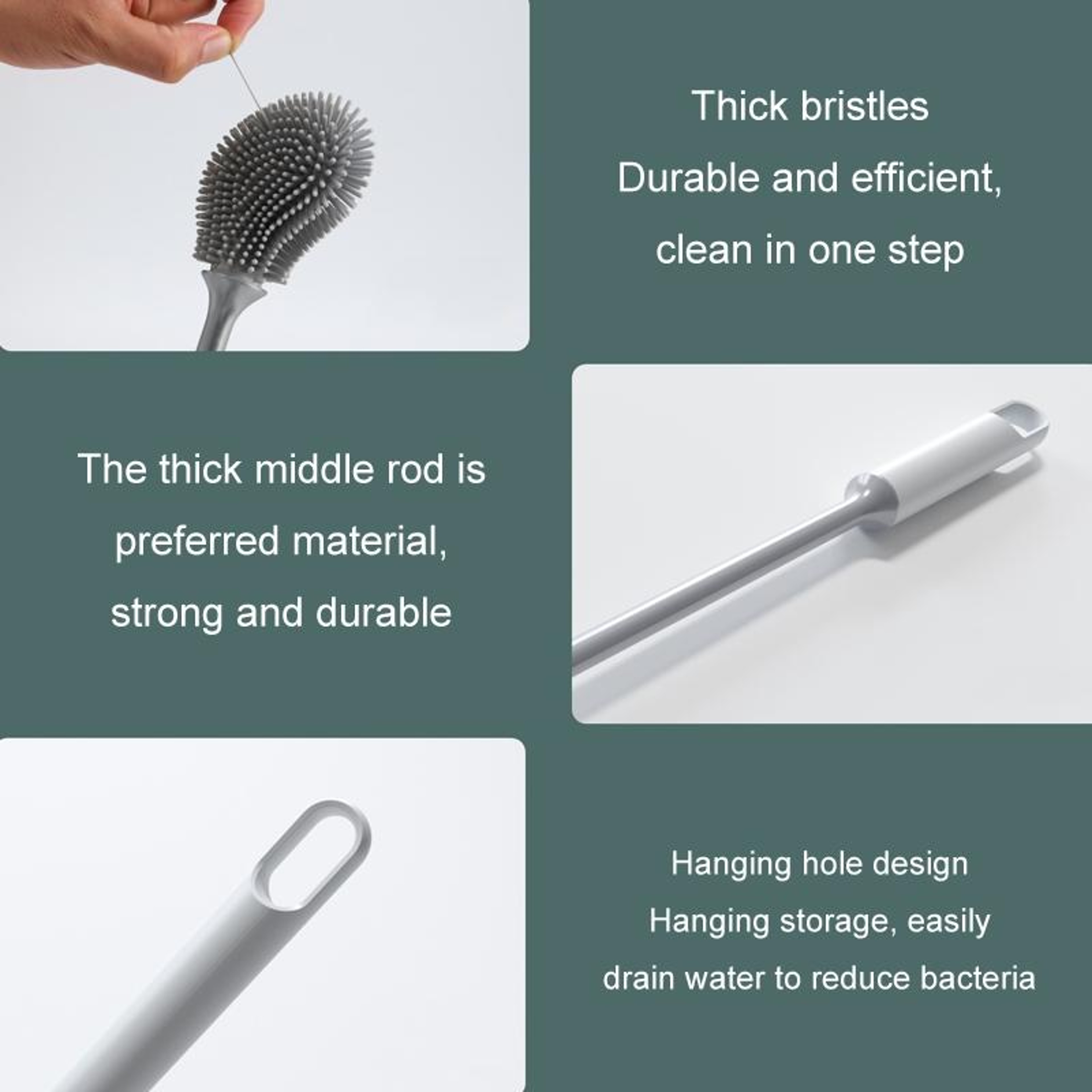 Soft Silicone Toilet Cleaning Brush With Long Handle  Quick Dry Hanging Design 5