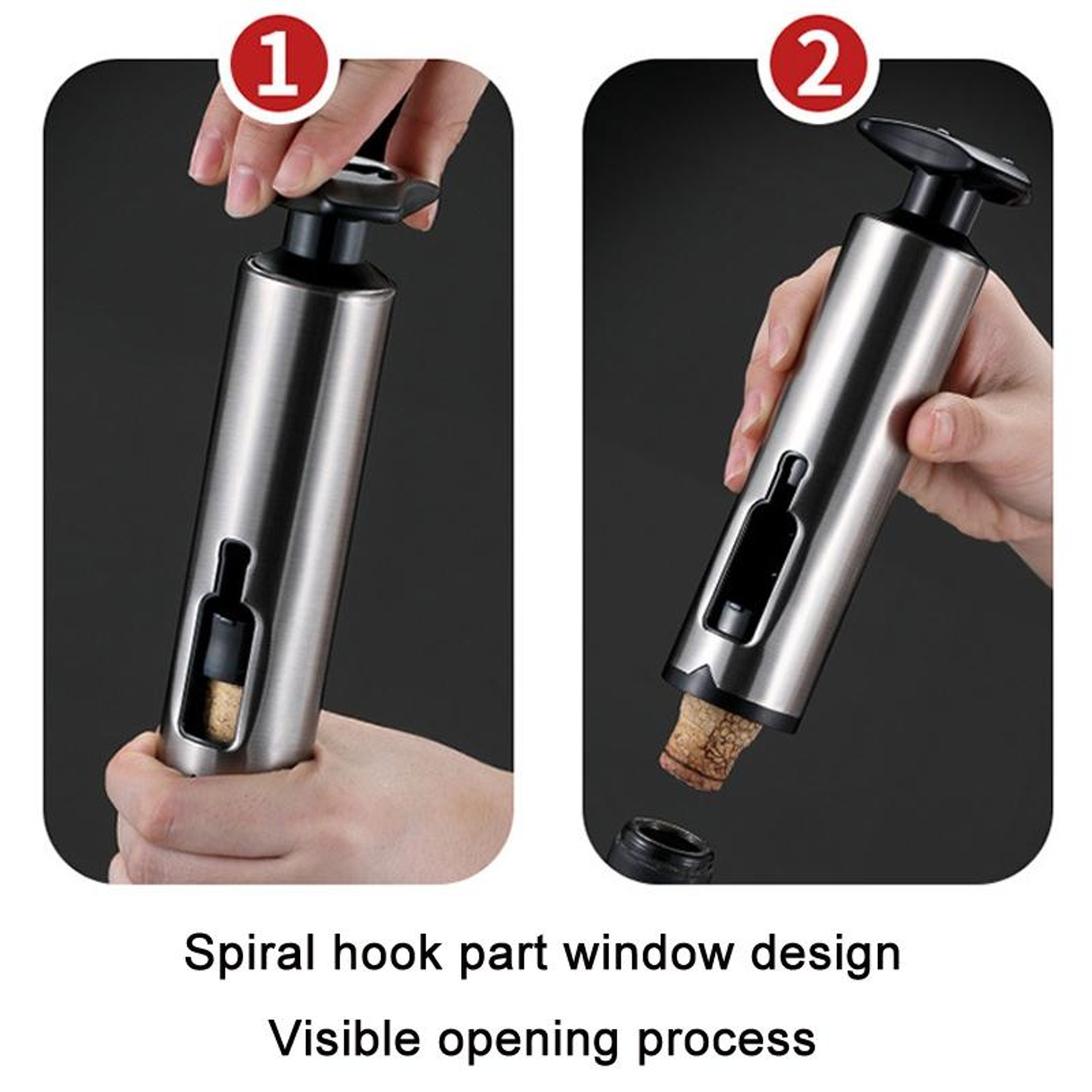 Premium Wine Bottle Opener  Beer Opener With Foil Cutter Stainless Steel Corkscrew 4