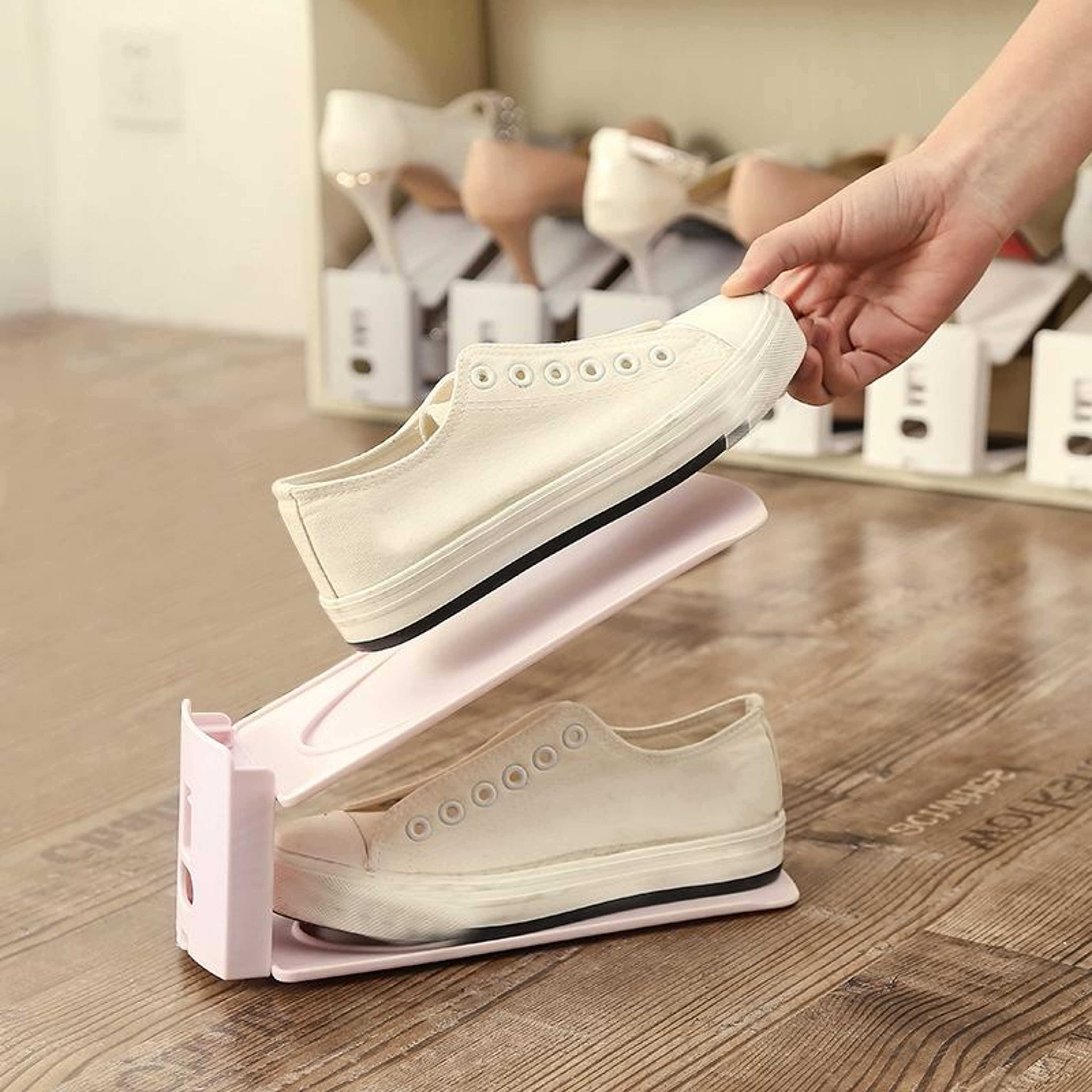 Adjustable Double Layer Shoe Organizer Space Saving Shoe Storage Rack 0