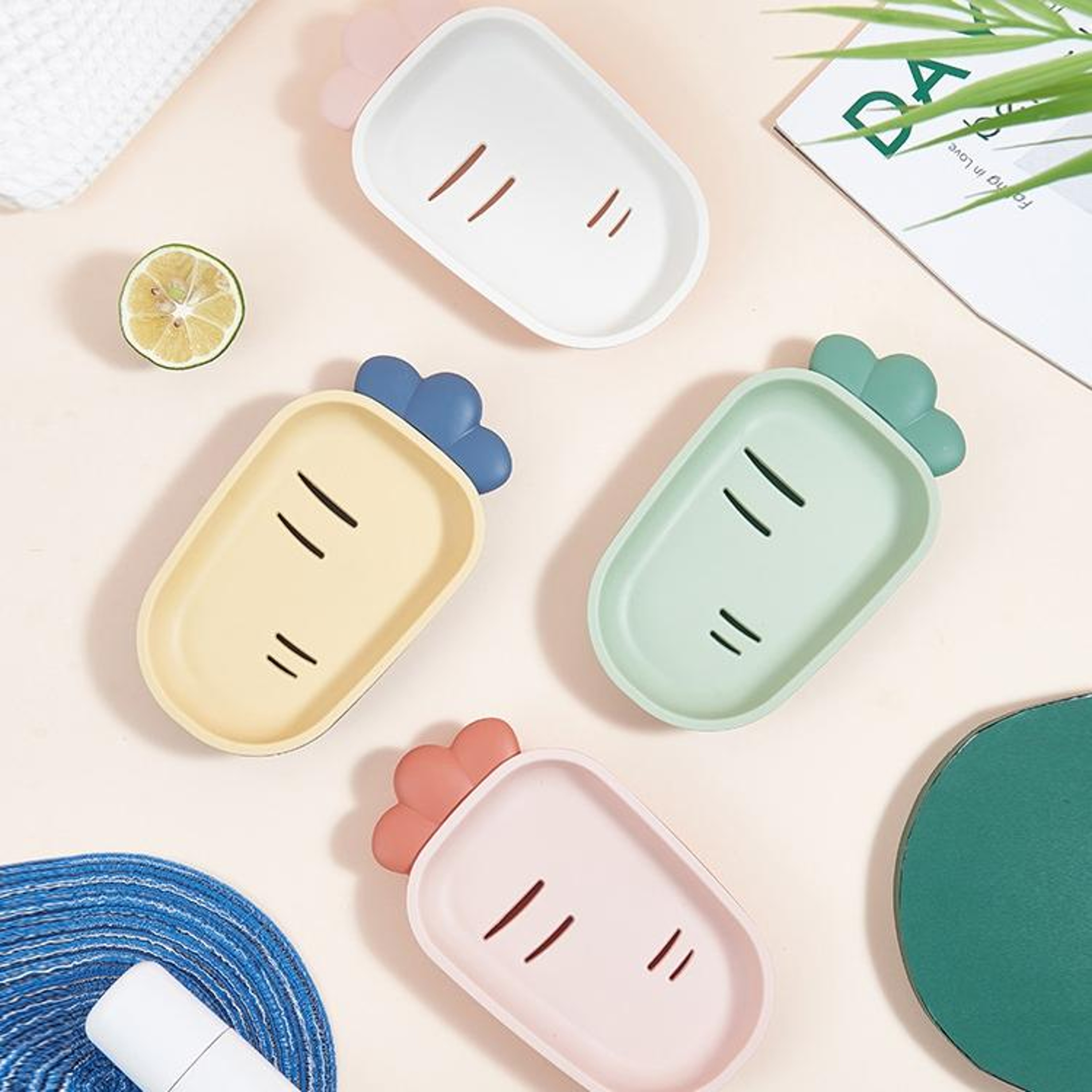 Cute Double Layer Drain Soap Holder Set With Lid 3 Pack Bathroom Soap Dish Organizer 0