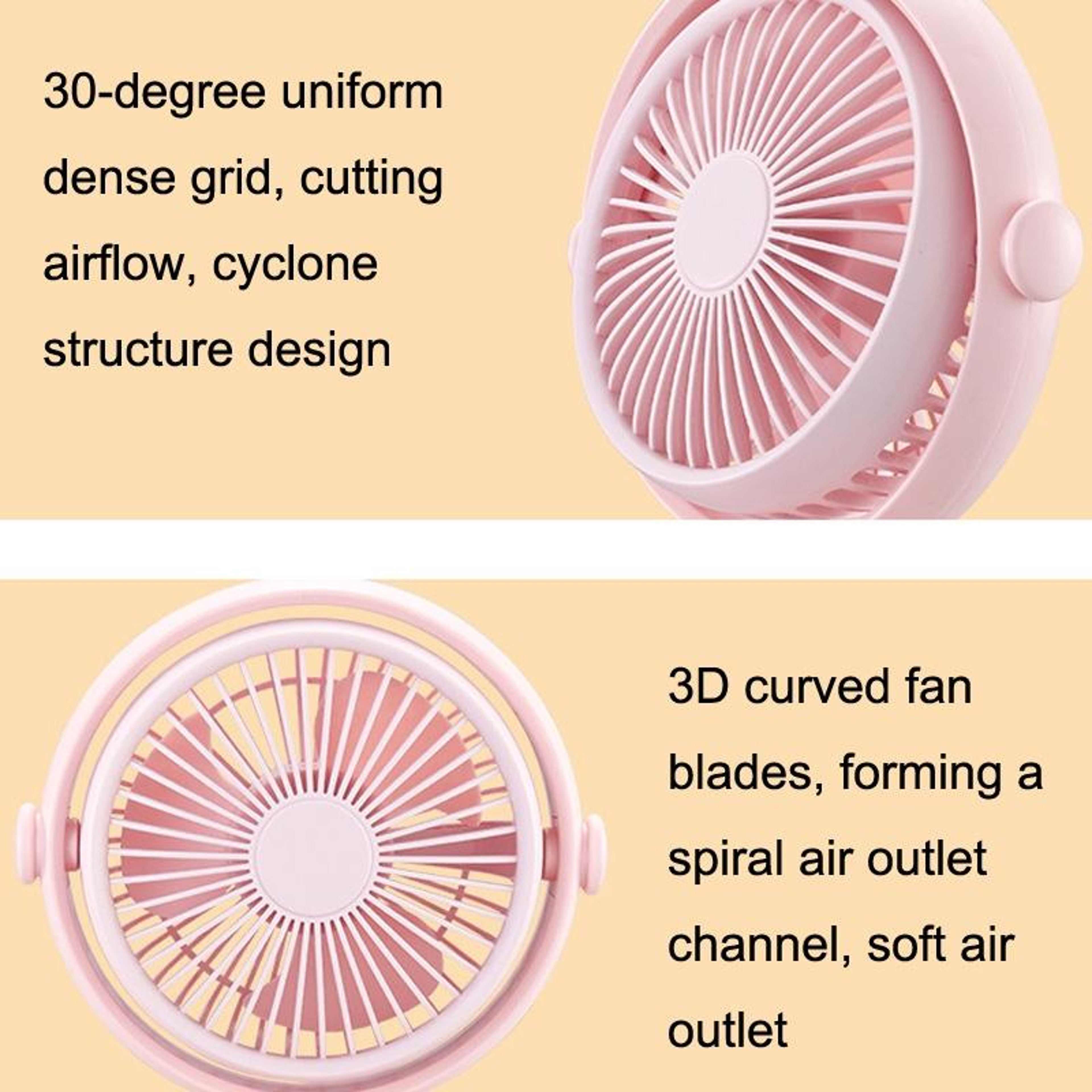 Cute Pet USB Desk Fan With Night Light Portable Rechargeable Desktop Cooling Fan 2