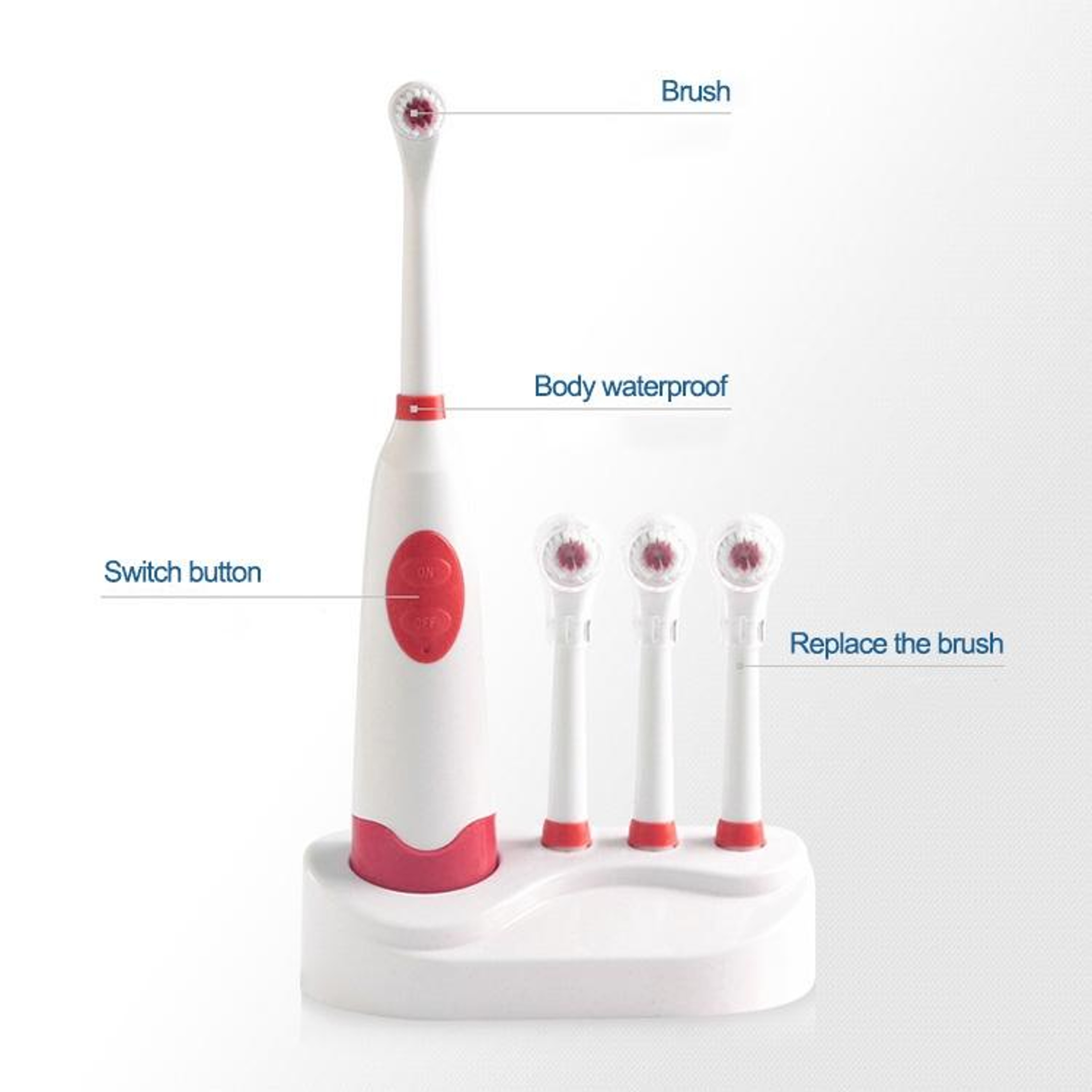 8500 RPM Waterproof Electric Toothbrush Set With 4 Replacement Brush Heads 3