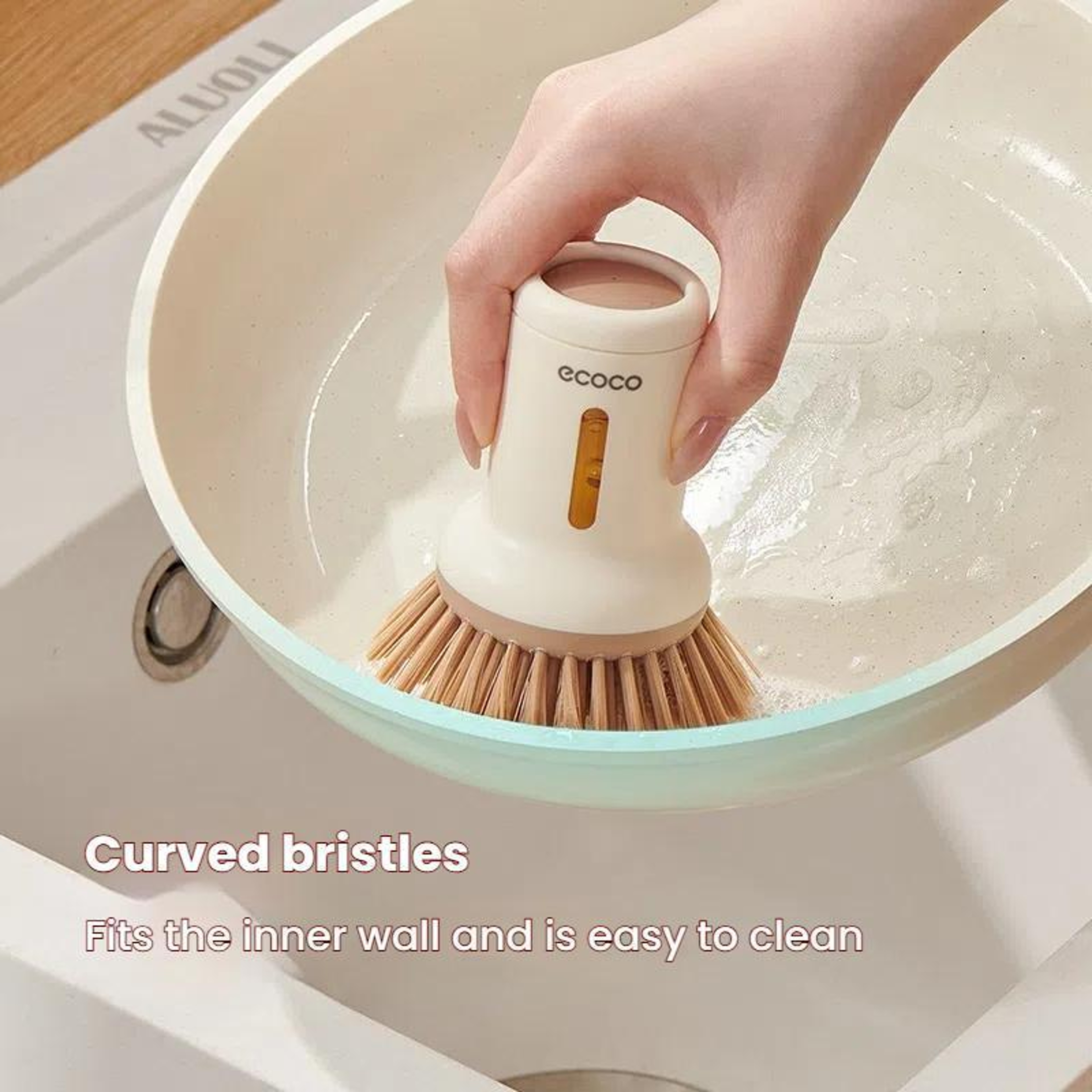 Ecoco 2 Piece Dish Washing Brush Set With Long Handle Pot Scrubber  Ergonomic Kitchen Cleaning Brus 6