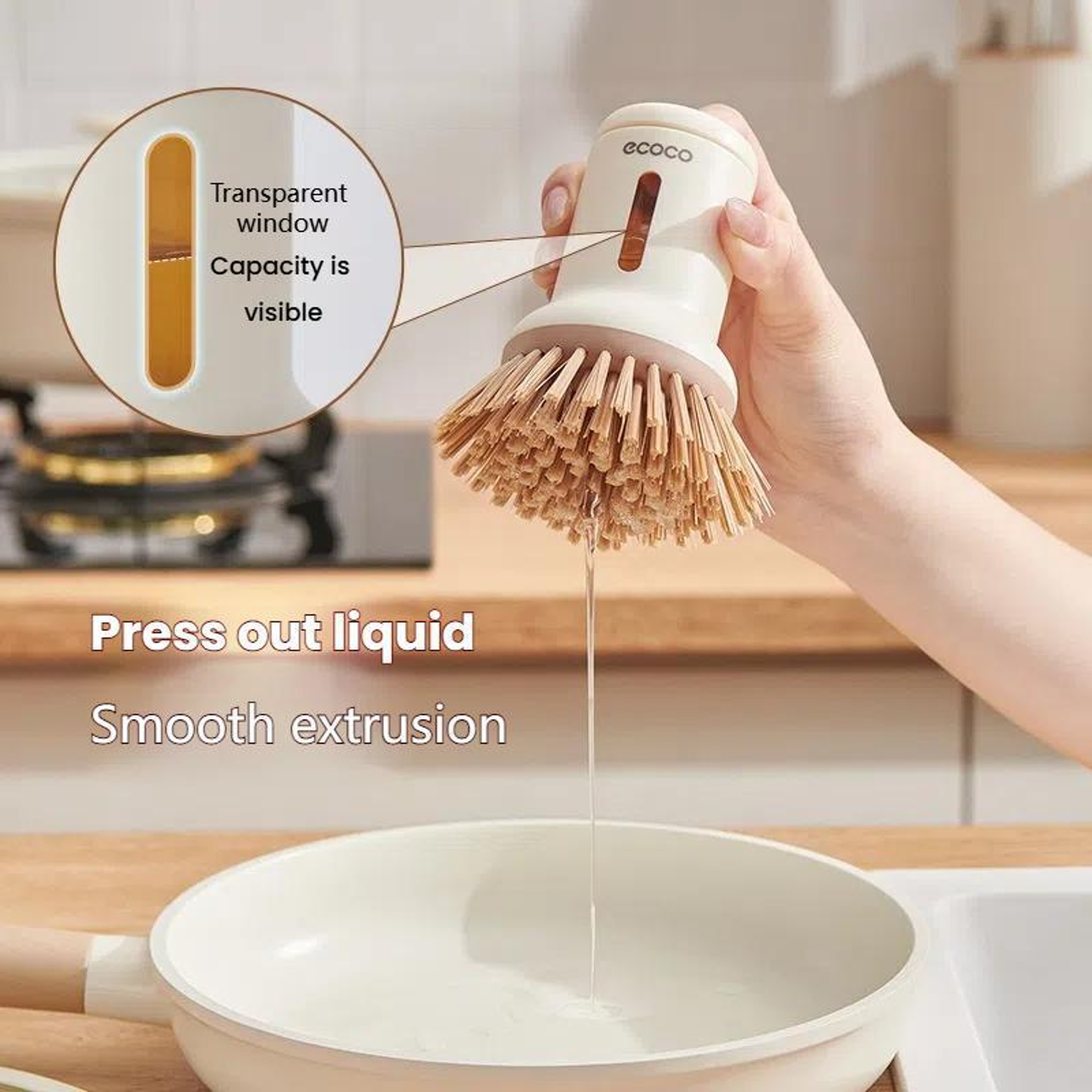 Ecoco 2 Piece Dish Washing Brush Set With Long Handle Pot Scrubber  Ergonomic Kitchen Cleaning Brus 7
