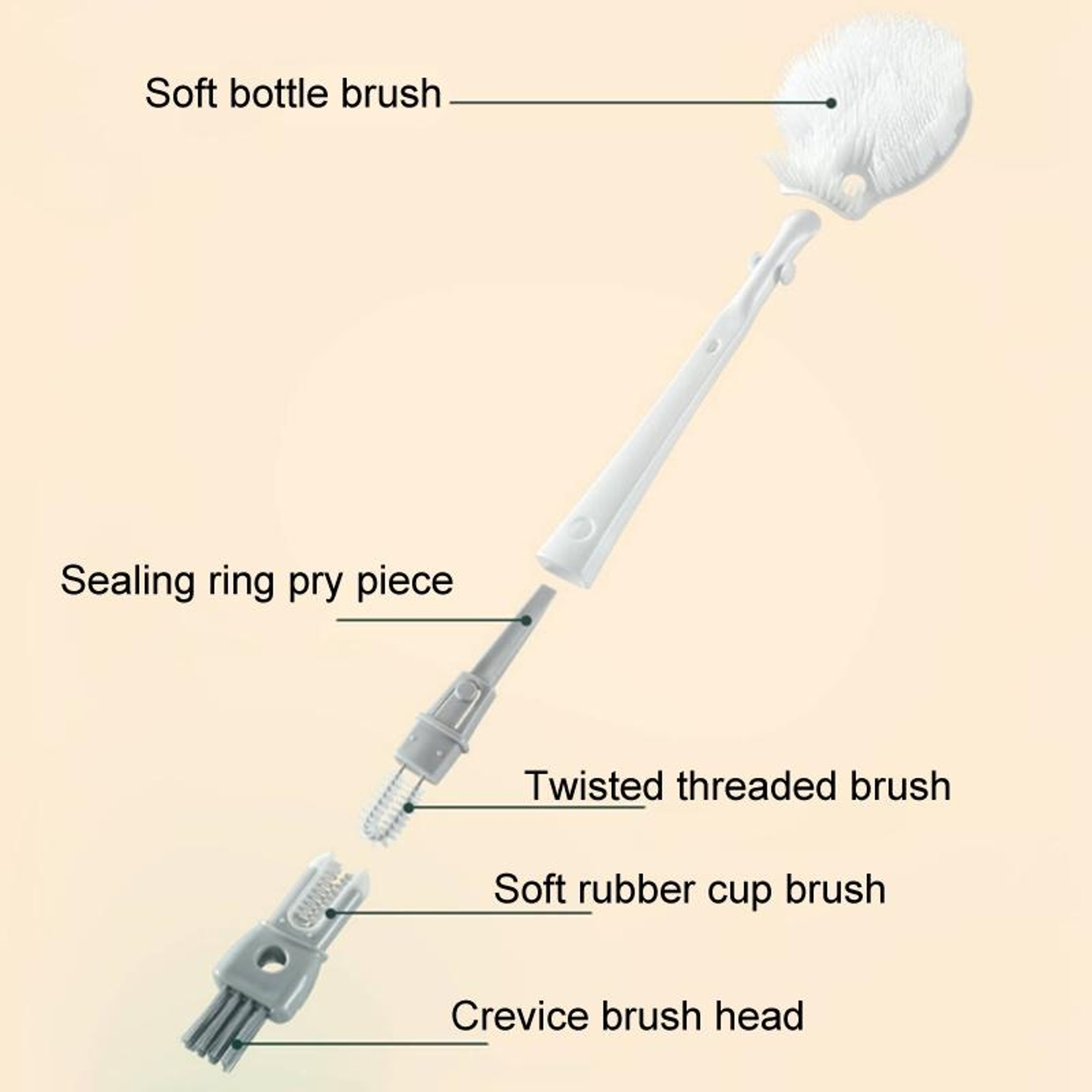 5 In 1 Bottle Cleaning Brush With Long Handle For Cups Water Bottles  Kitchenware 5