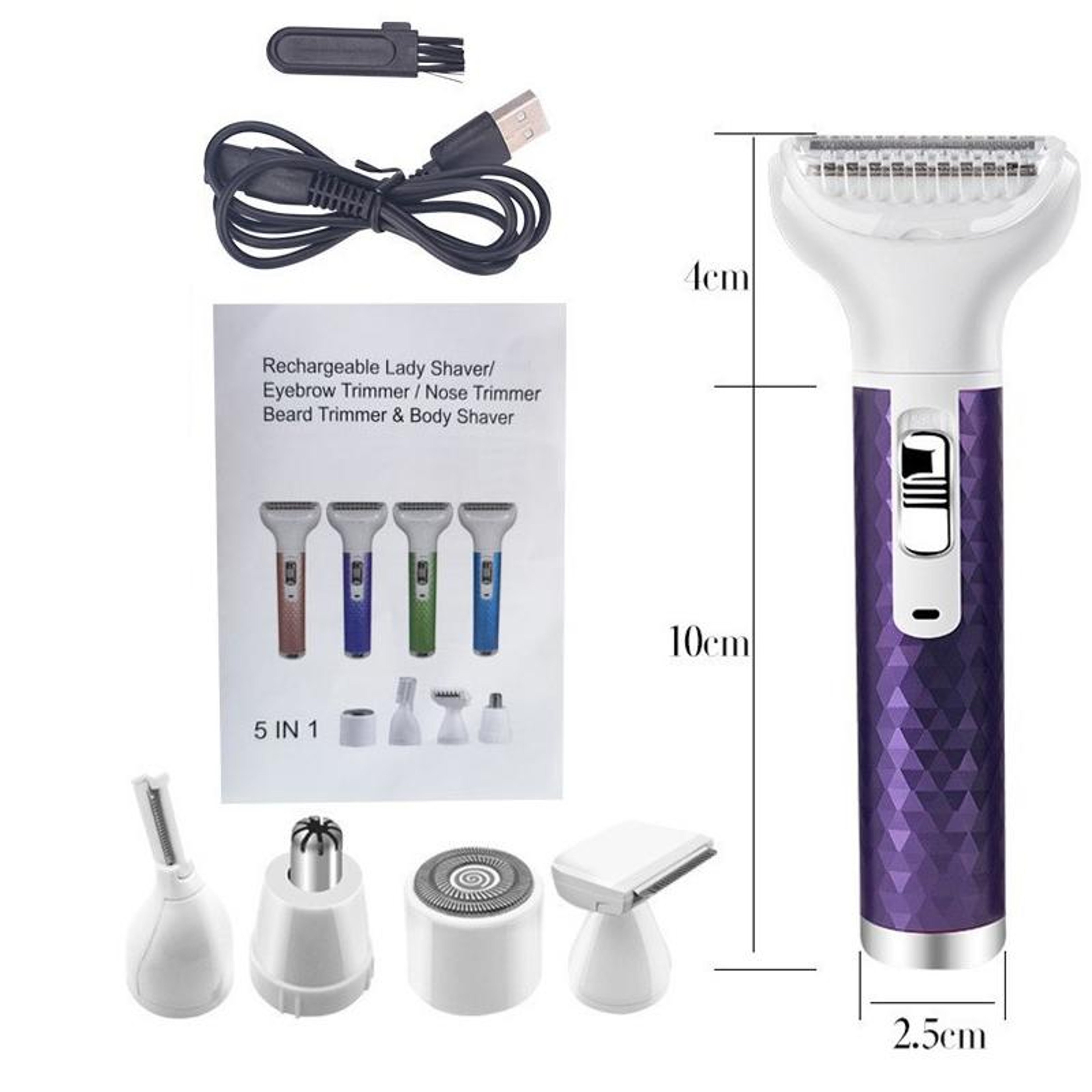 SilkTouch 5 In 1 Womens Electric Shaver  Bikini Trimmer For Face Body And Sensitive Areas 3