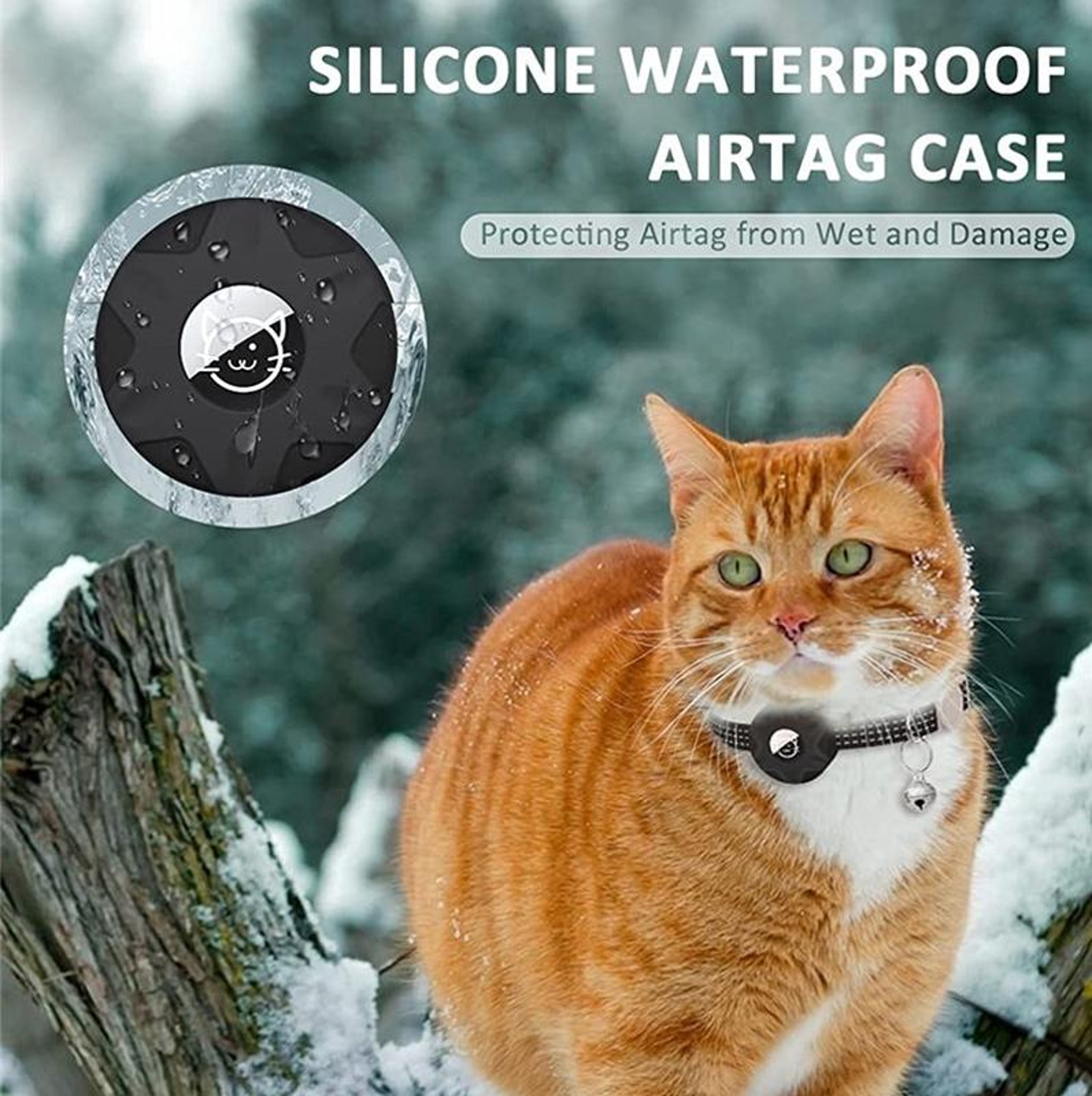 SafeTrack Reflective AirTag Cat Collar With Bell  Secure Silicone Holder 12