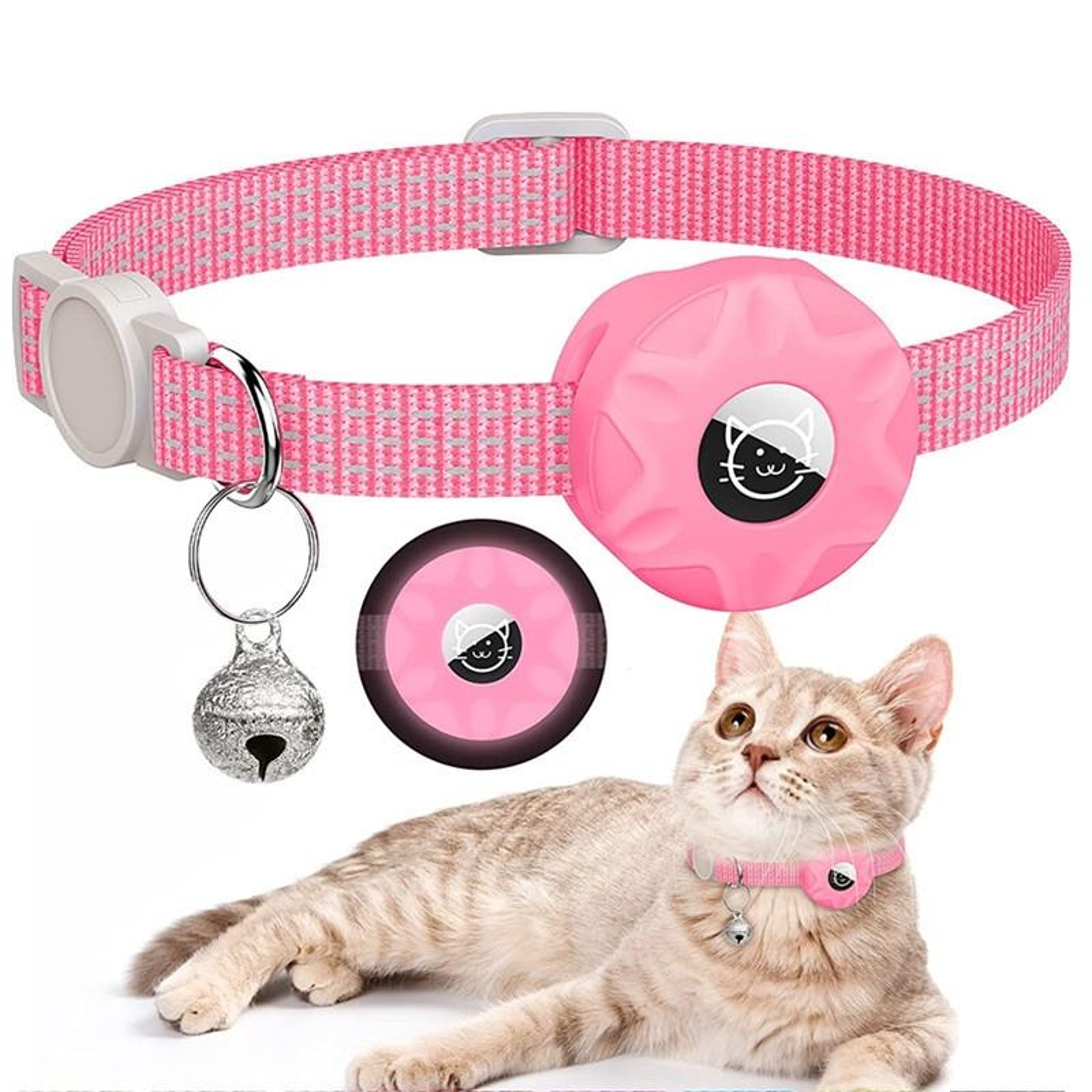 SafeTrack Reflective AirTag Cat Collar With Bell  Secure Silicone Holder 11