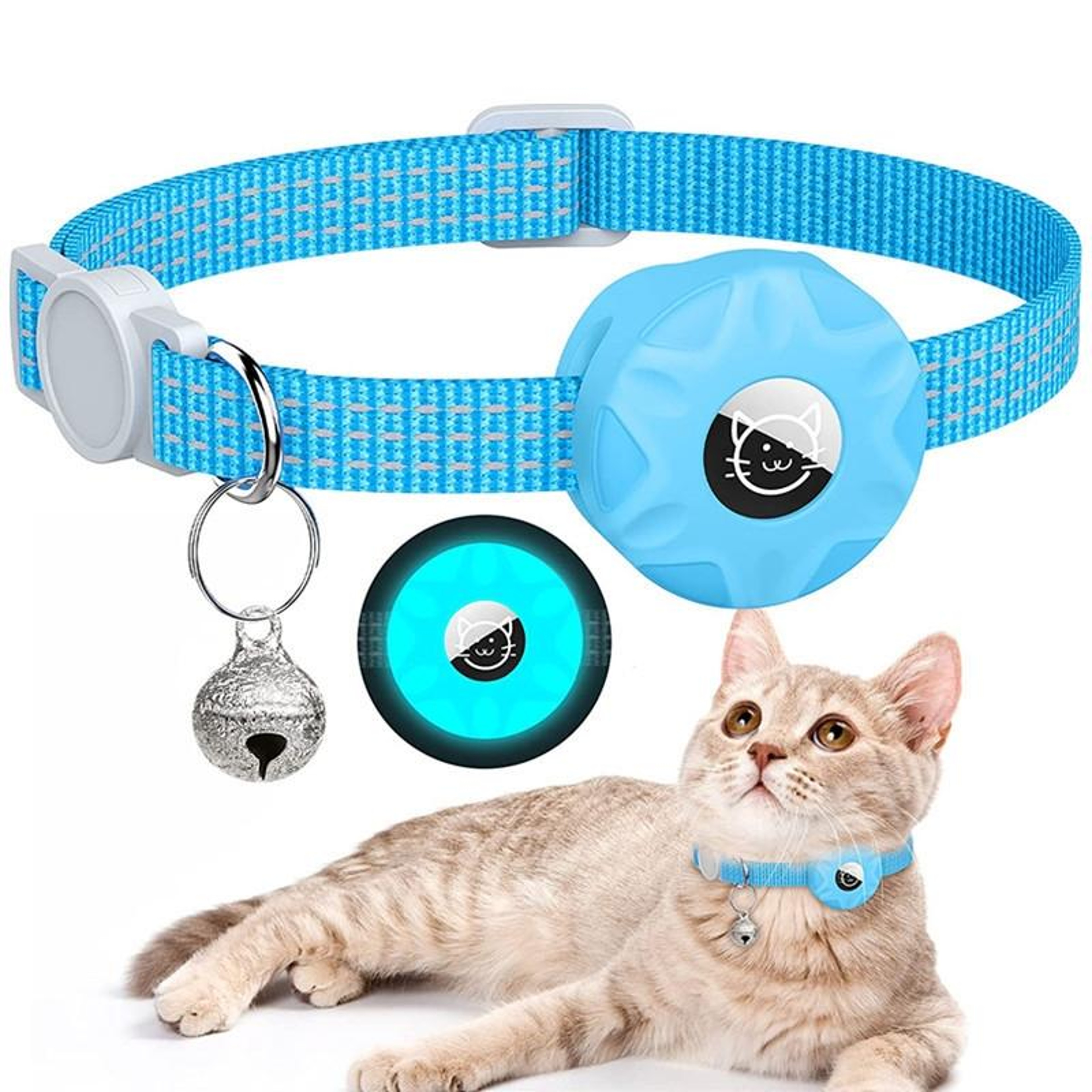 SafeTrack Reflective AirTag Cat Collar With Bell  Secure Silicone Holder 7