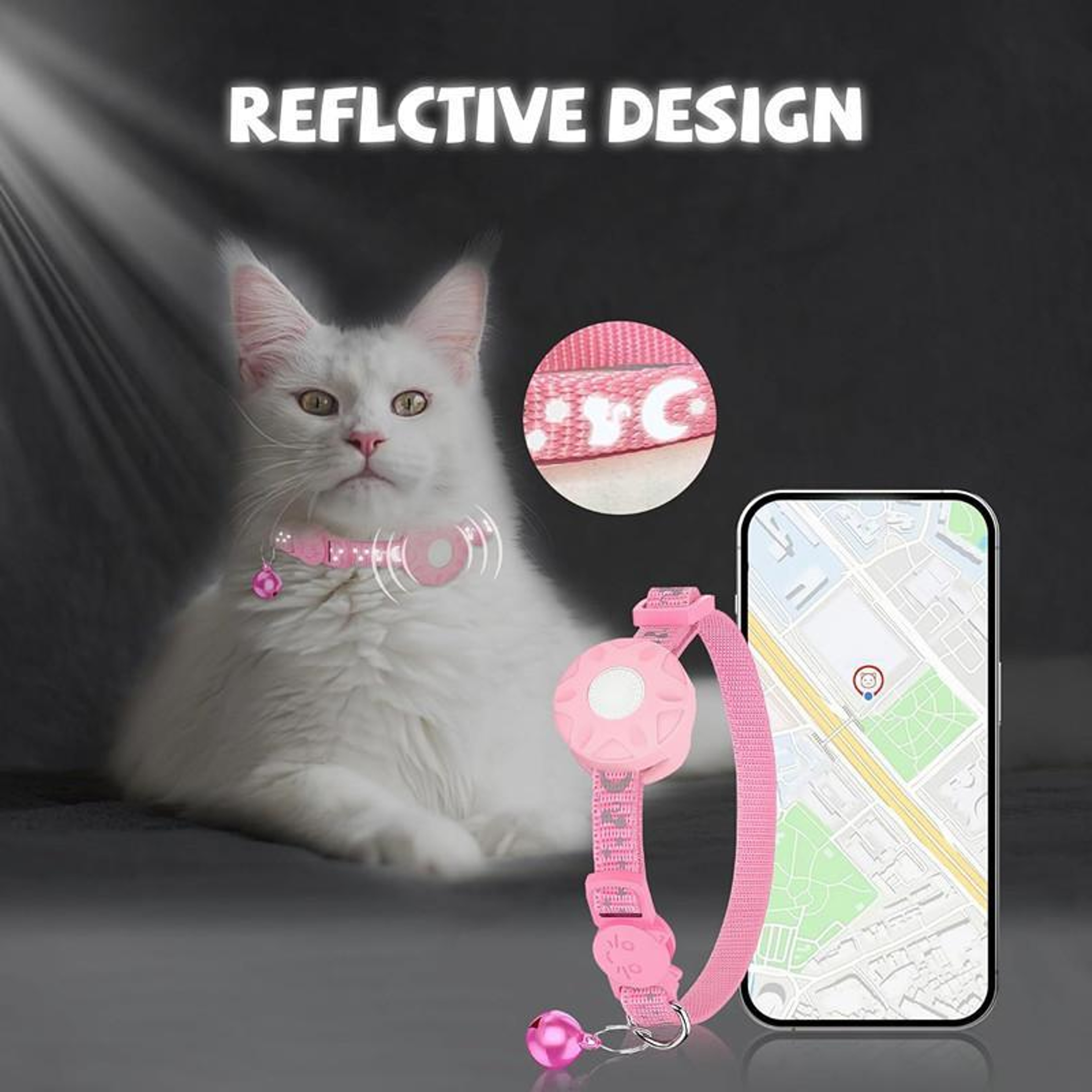 SafePaw GPS Cat Tracker Collar For IOS  Android Real Time Pet Locator With Reflective Safety Design 2