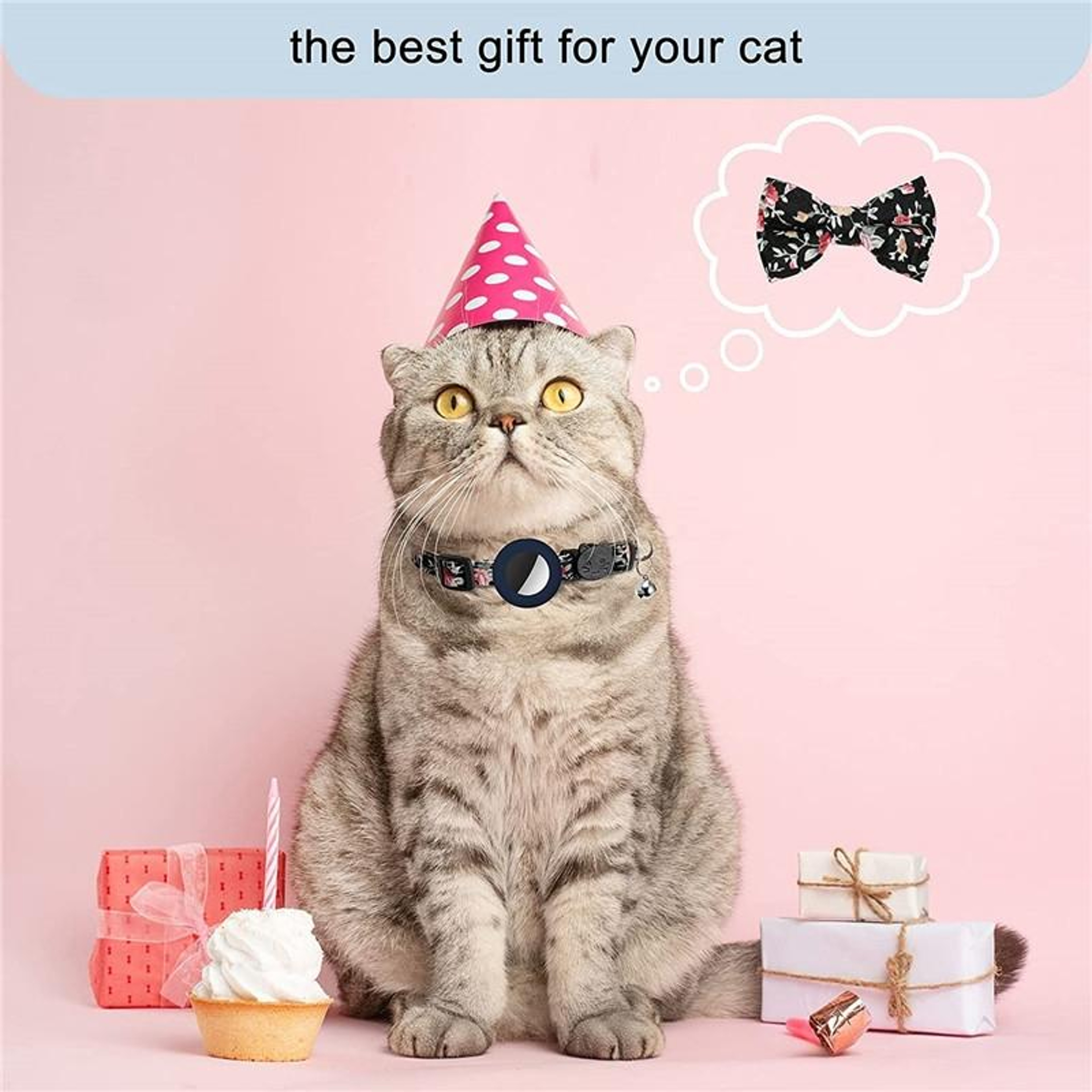 AirTag Pet Safety Collar With Bow  Bell Adjustable Cat And Dog Tracker Holder 8
