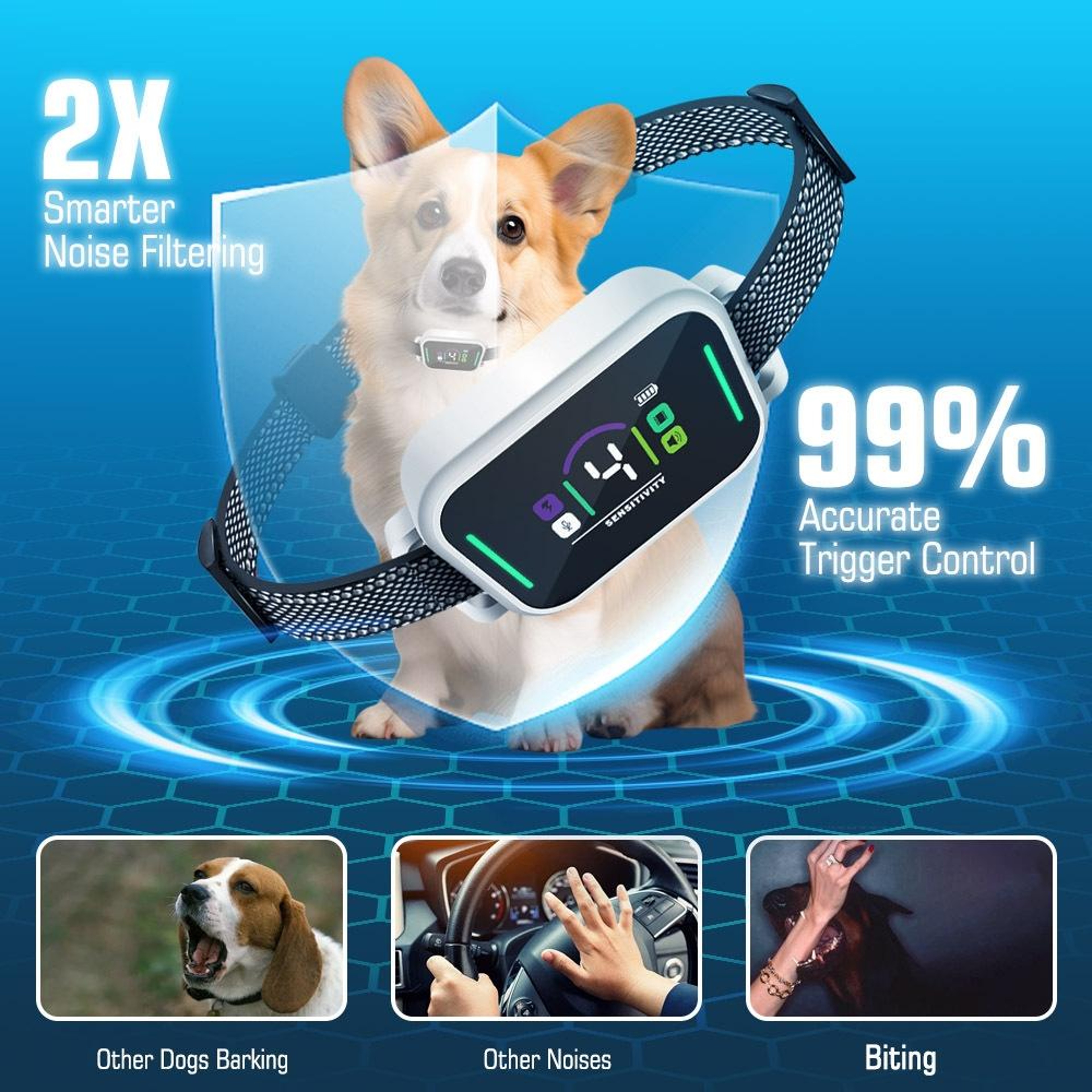 Smart Color Screen Anti Bark Dog Trainer Rechargeable Waterproof Bark Control Collar 1